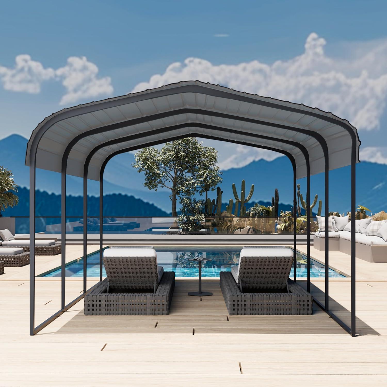 Steel Carport, Galvanized Multiple Sizes