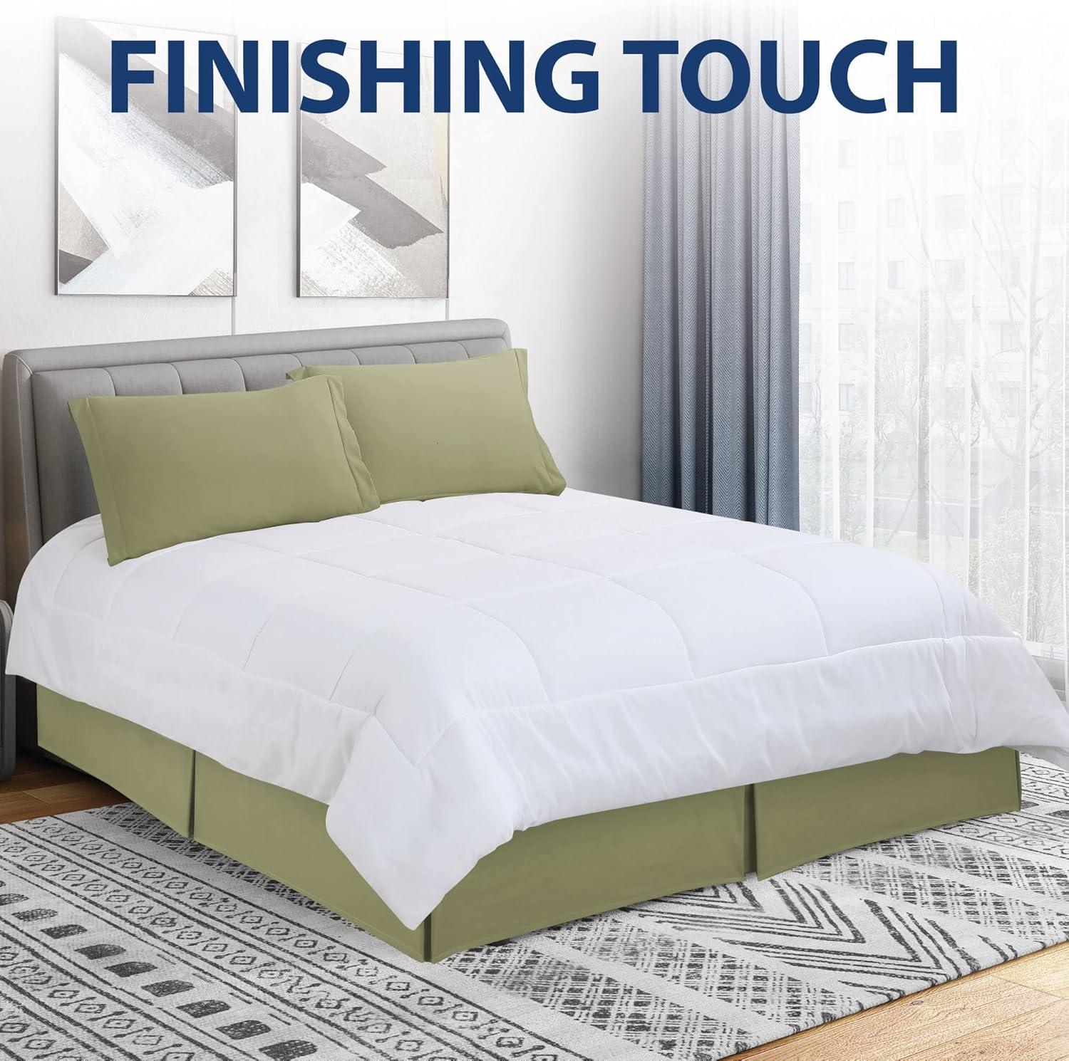 Sage Pleated Twin Microfiber Bed Skirt