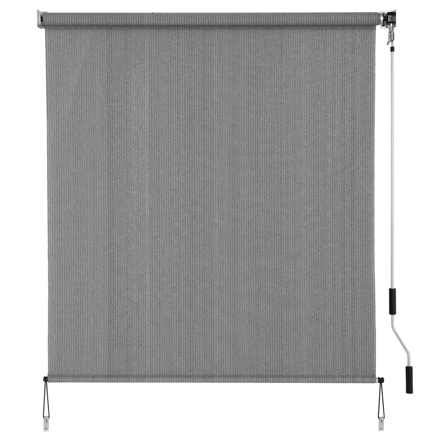 SMONTER Outdoor Sunshade Roller Shade 6'W x 6'H (72" Wx72 H), Exterior Cordless Roll Up Shades Blinds, UV Protection Shade Cloth with Crank Operation for Outside Windows Patio Porch Gazebo, Walnut