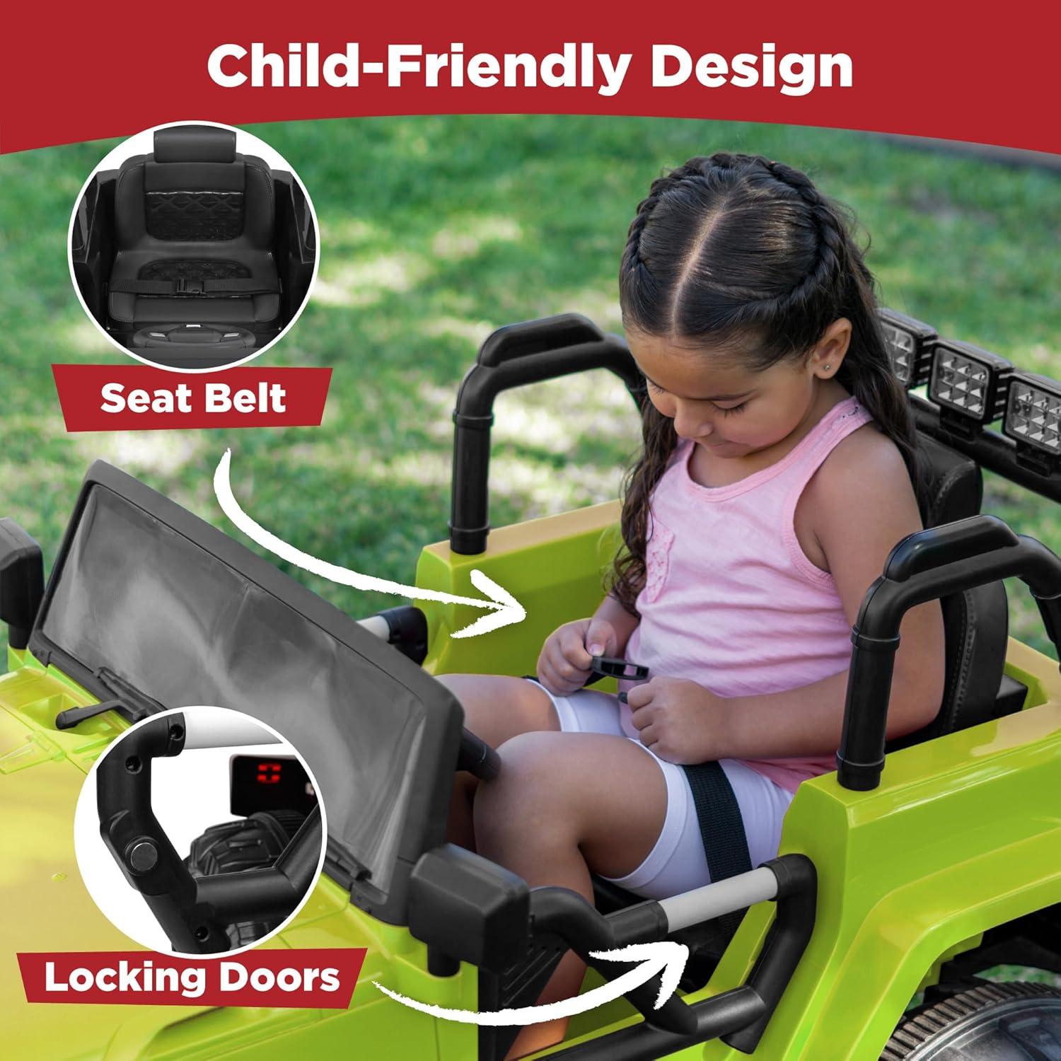 Best Choice Products 12V Kids Ride On Truck Car w/ Remote Control, Spring Suspension, Bluetooth, LED Lights - Green