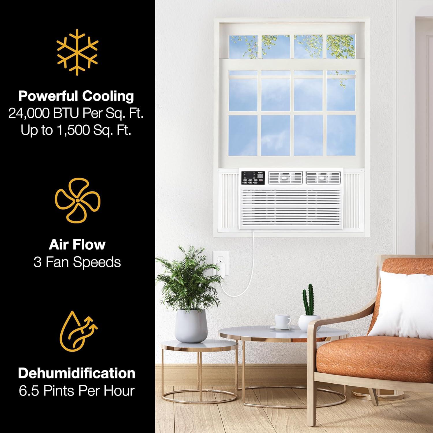 Whirlpool 24,000 BTU 230V Window-Mounted Air Conditioner with Remote Control
