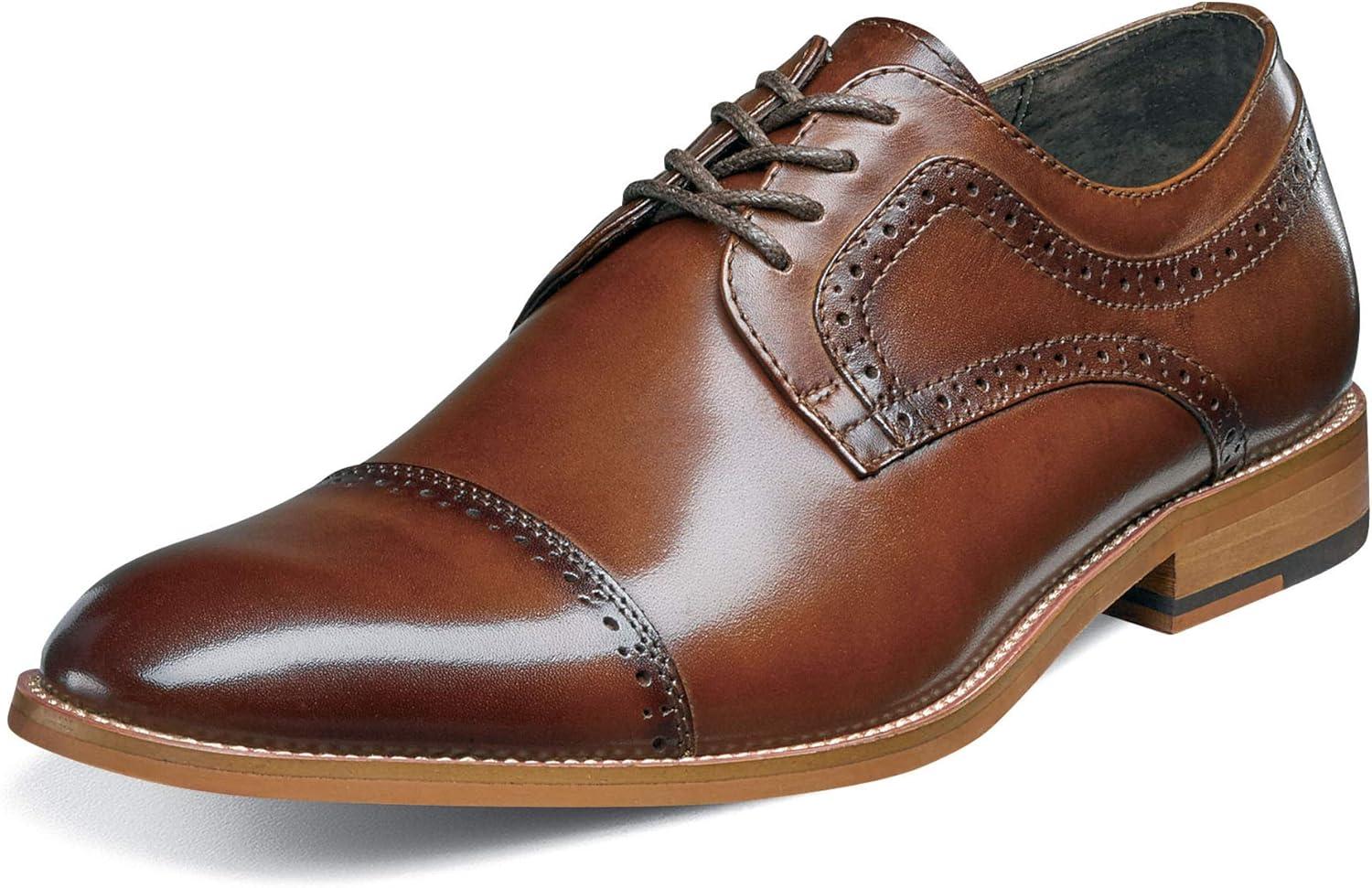 Cognac Genuine Leather Cap Toe Oxford with Memory Foam Insole