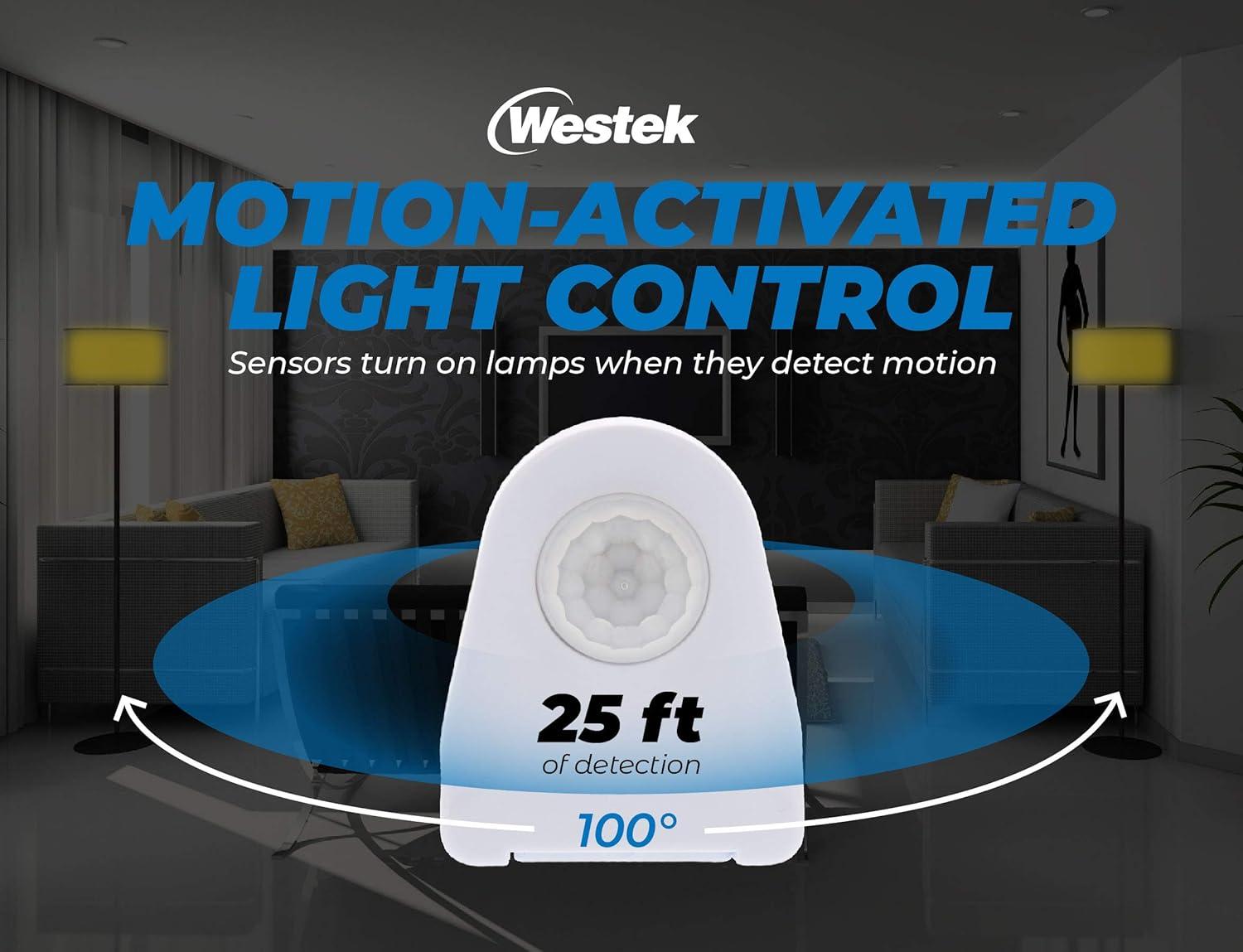 Westek MLC12BC-4 Indoor Plug-in Corded Motion Activated Light Control, 1 Count Pack of 1, White