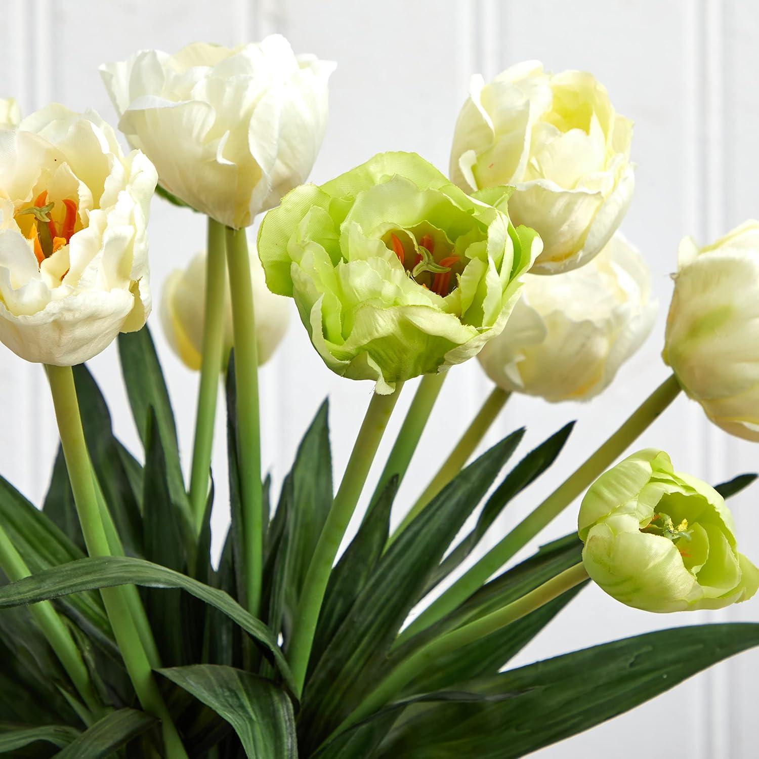 Nearly Natural Tulip with Vase Silk Flower Arrangement