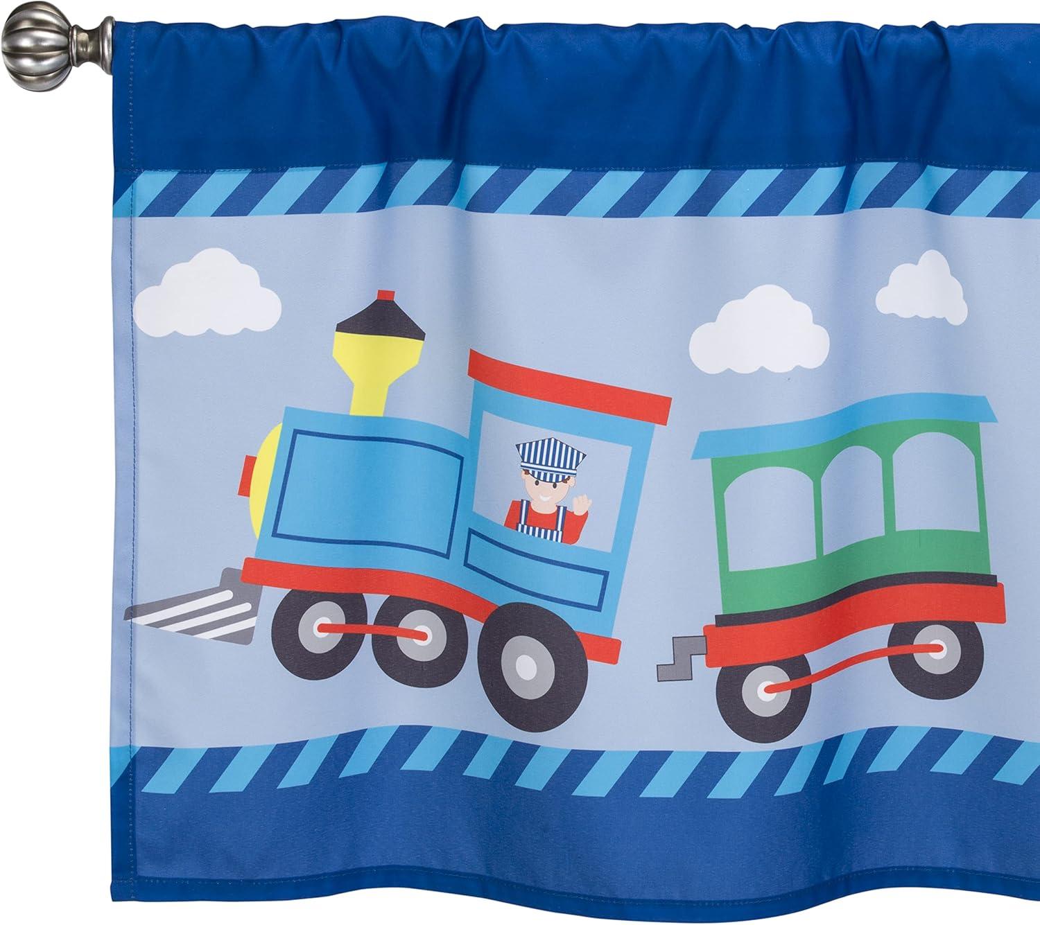 Choo Choo Train Blue Polyester Rod Pocket Valance