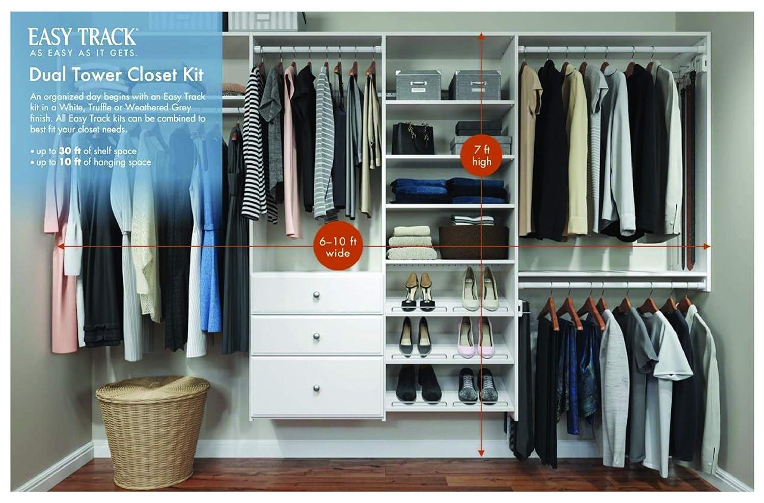 Easy Track Wood Laminate Dual Tower Closet Organizer