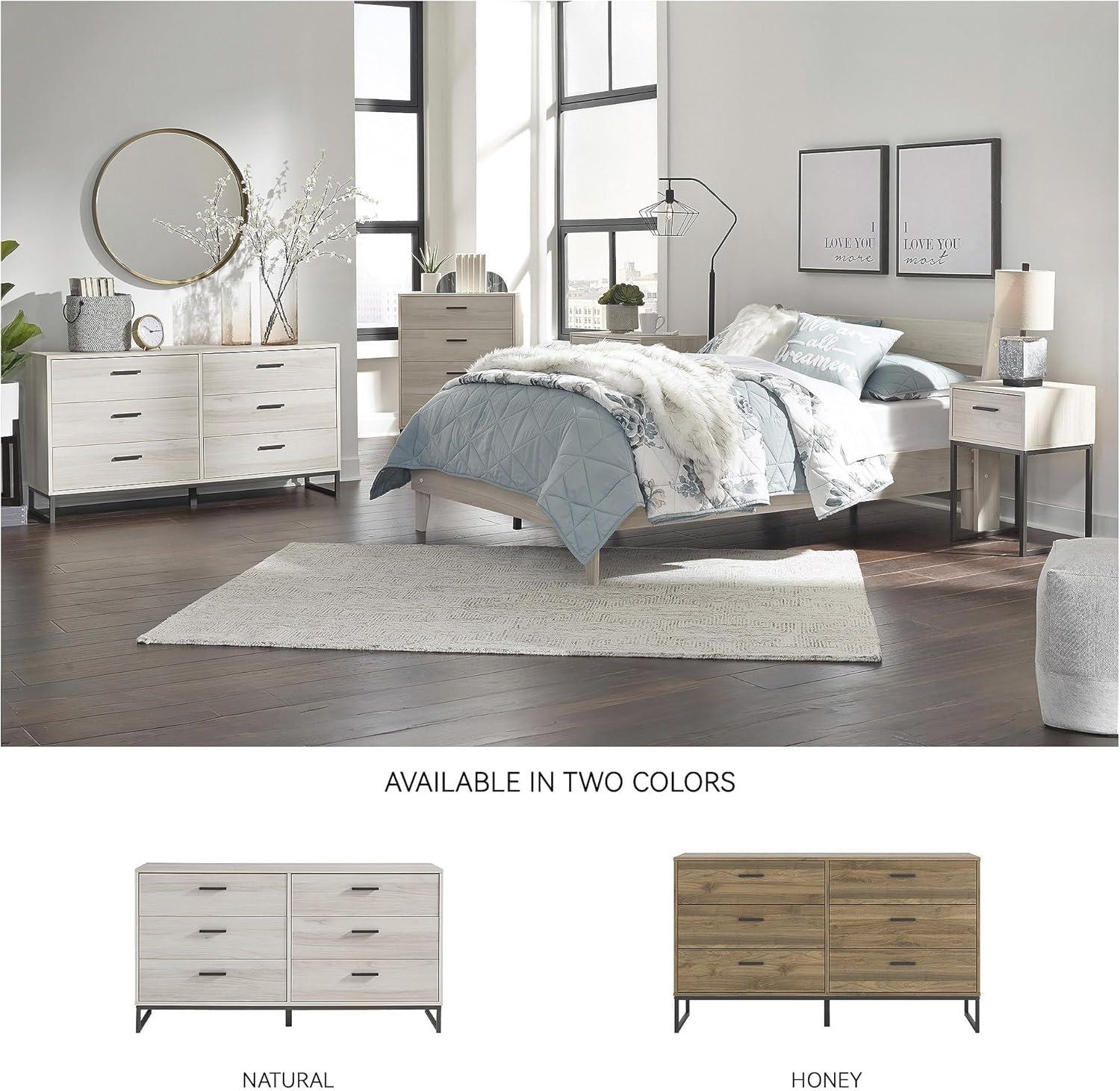 Signature Design by Ashley Contemporary Socalle 6 Drawer Dresser, Light Natural