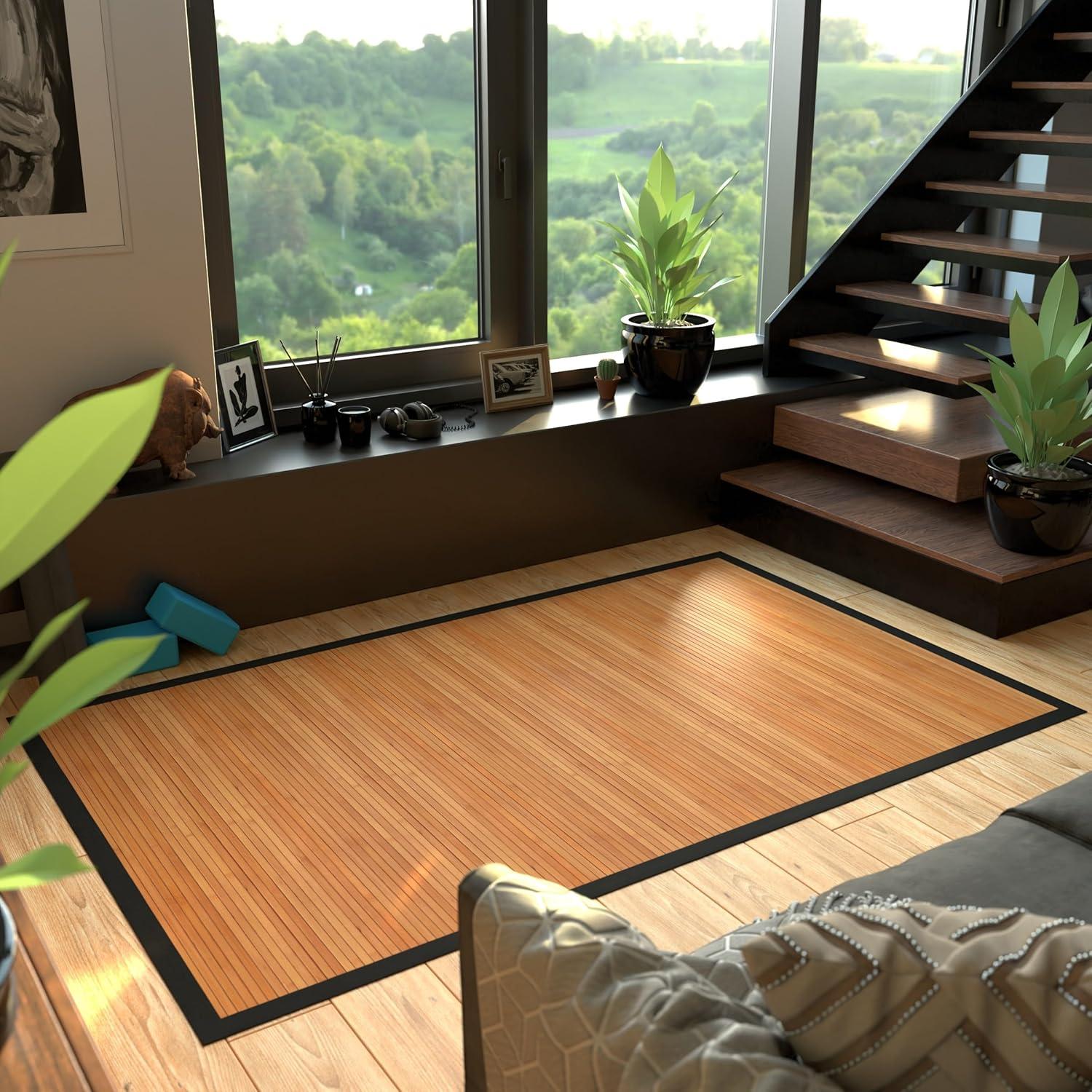 Oriental Furniture Bamboo Rug, Burnt Bamboo, 5x8