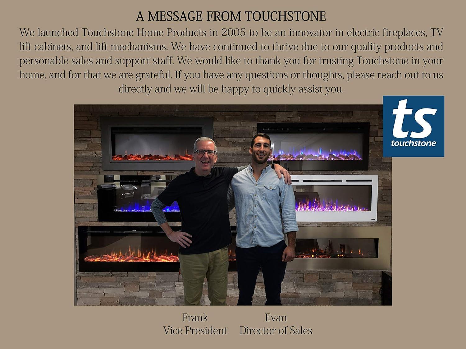 Touchstone The Sideline Electric Fireplace for Recessed or Wall Mount Installation