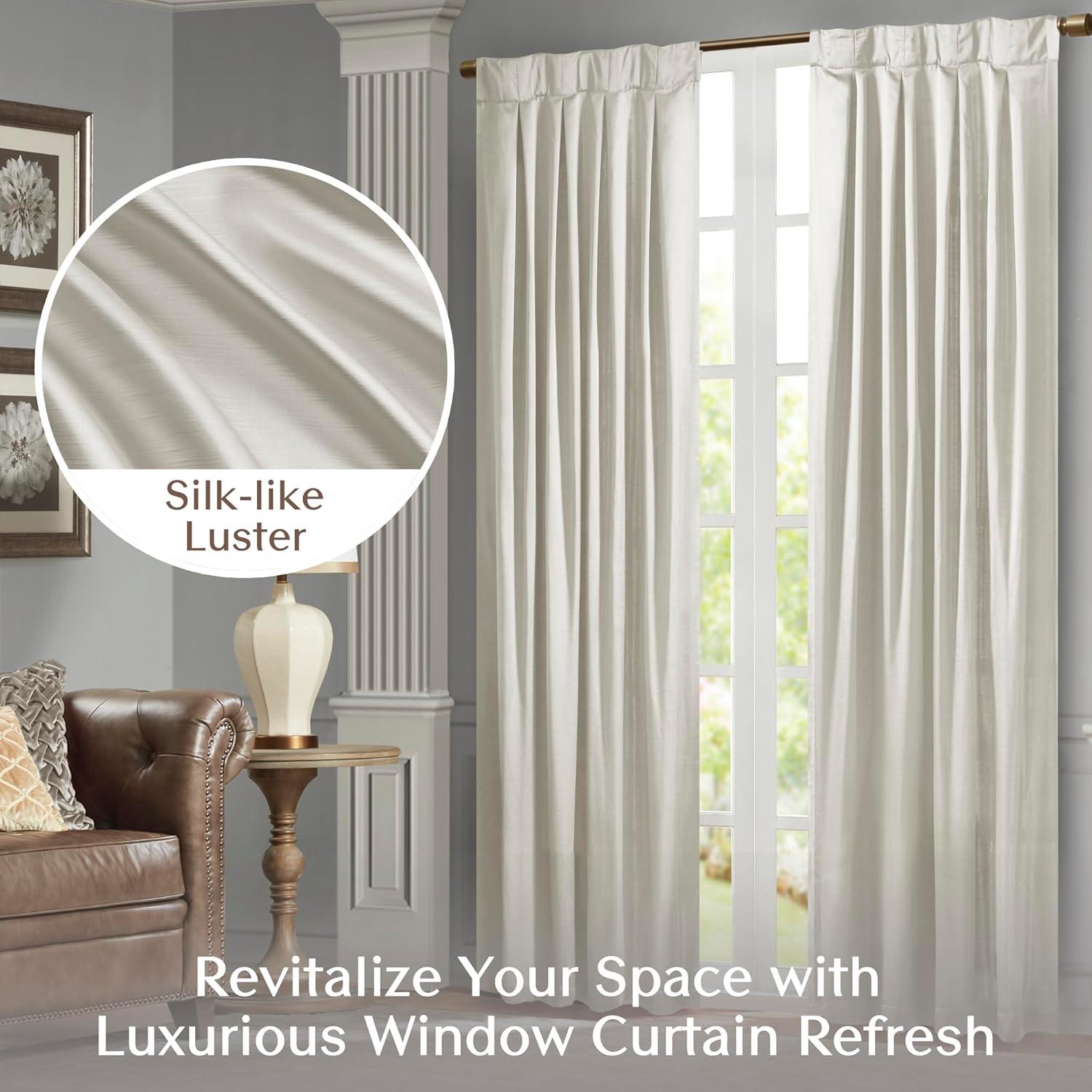 Croscill Avignon Pleat Curtain Panel with Tieback (Single) in White 52x84"