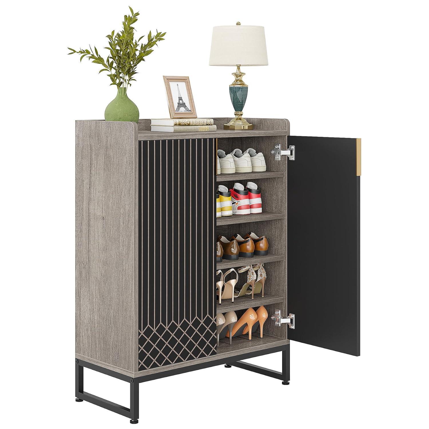 Everly Quinn 5-Tier Shoe Cabinet with Doors, 20-25 Pairs