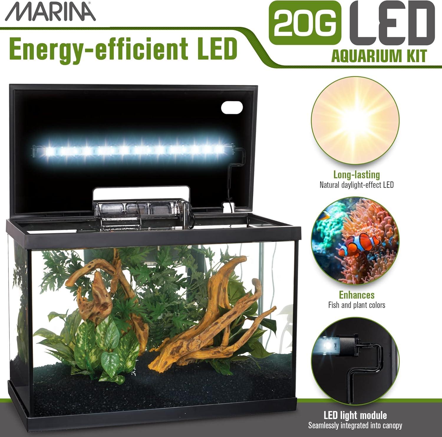 Marina Aquarium LED Fish Tank Kit 20 Gallons, Made of Glass