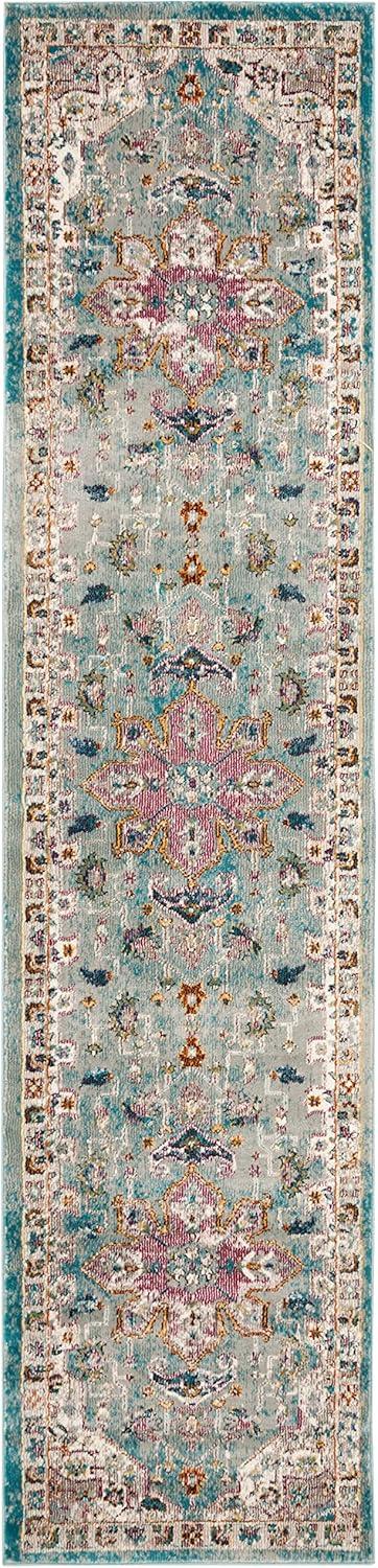 Aria ARA160 Power Loomed Runner Rug - Green/Creme - 2'x8' - Safavieh.