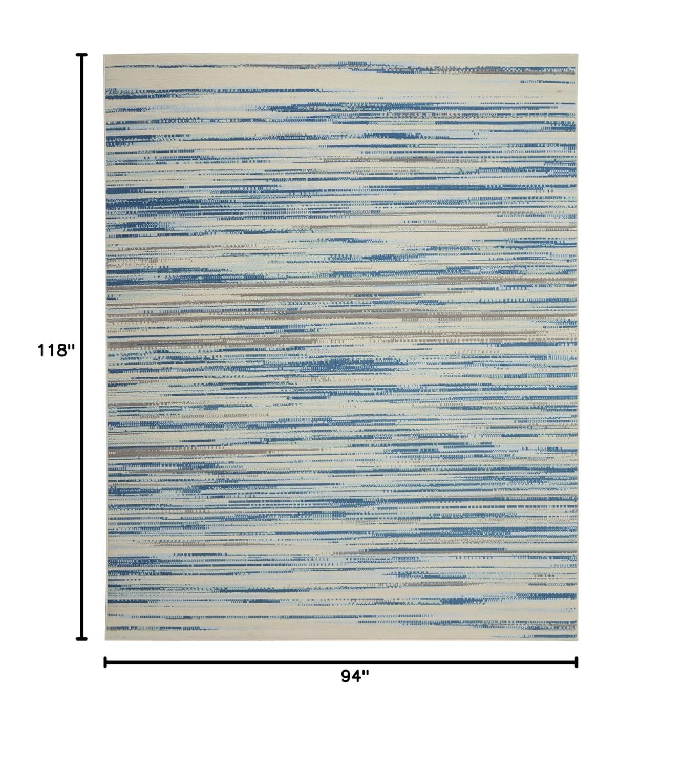 Nourison Jubilant 7'10" x 9'10" (8' x 10') Blue Area Rug Coastal Contemporary Striped by Nourison