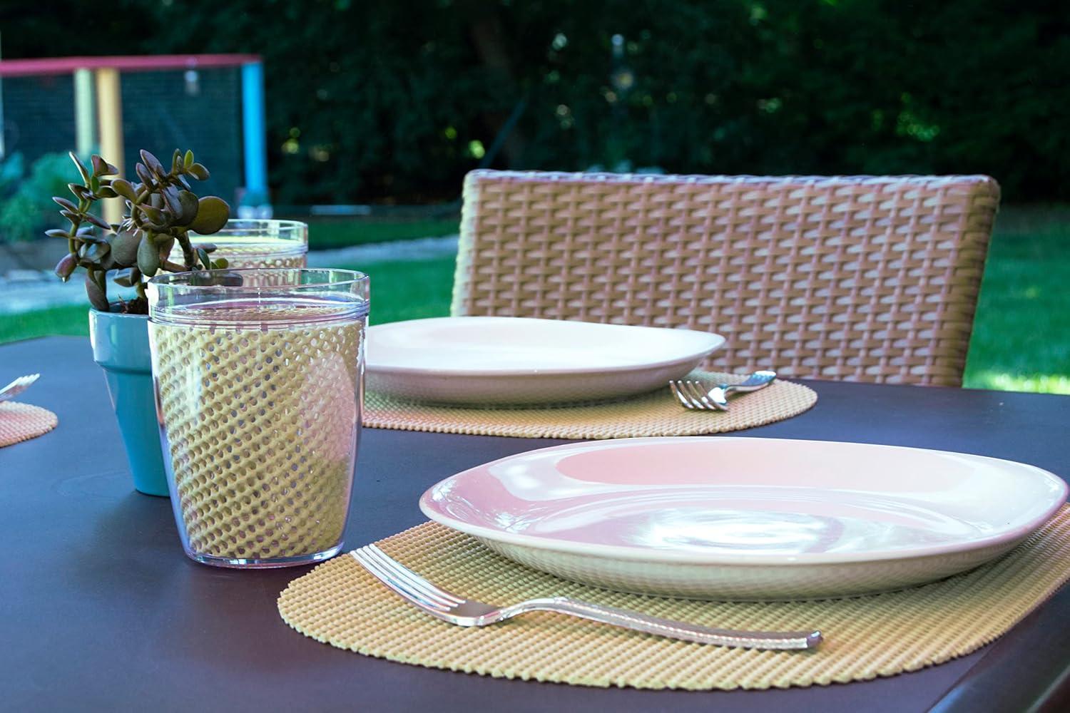 Kraftware Fishnet Oval Placemat 17"x12" (Set/6) Add Fun and Color to your Outdoor Dining – Real Jute Material – Ivory