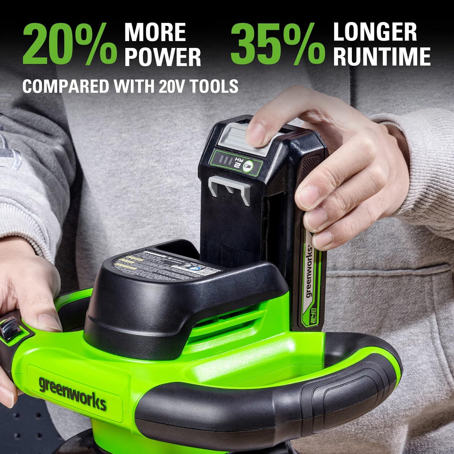 Greenworks 24V Powerful 10" Cordless Orbital Buffer, 10-inch pad 2800 RPM waxing machine with 4 Buffing Bonnets, 2.0Ah Battery & 2A Charger included