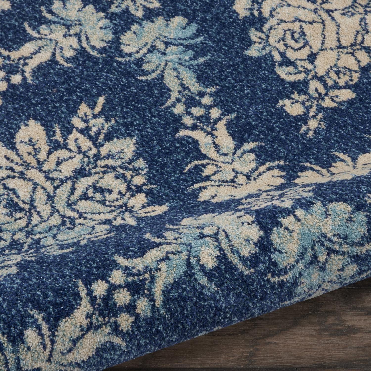 Nourison Tranquil Floral Navy/Light Blue 8' x 10' Area Rug, (8x10)