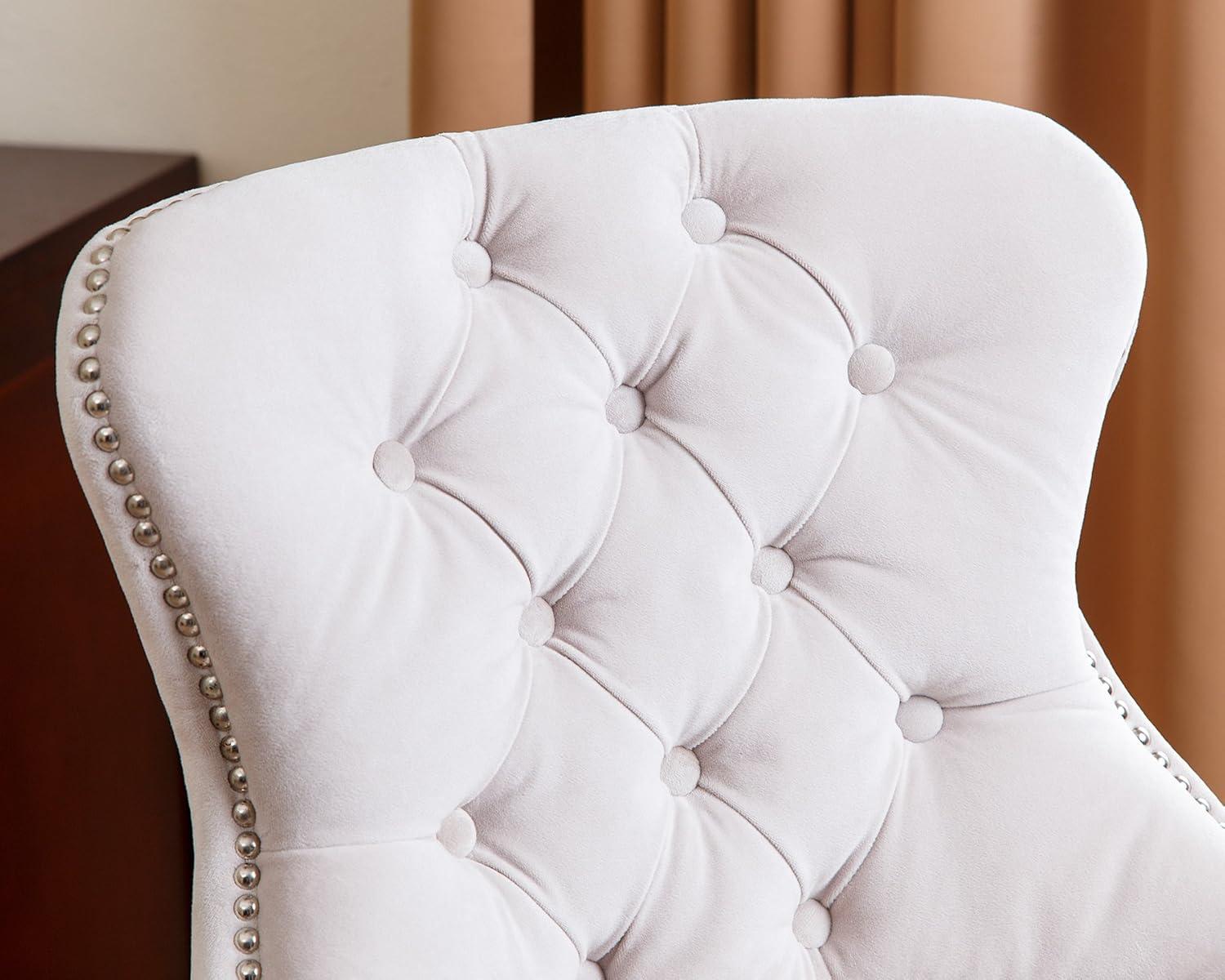 Elegant Gray Velvet & Wood High Back Bar Stool with Silver Nailhead Trim