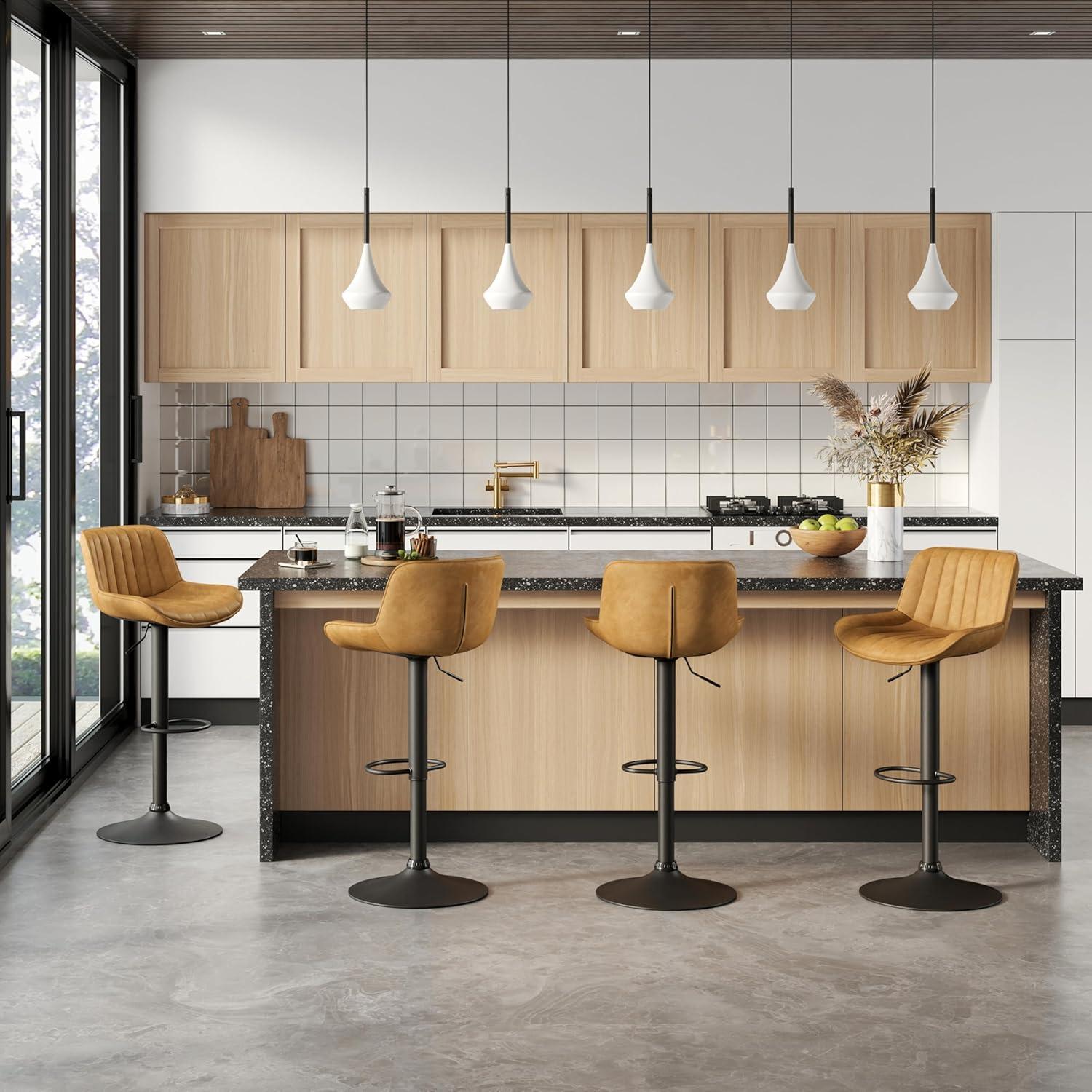 walsunny Swivel Upholstered Adjustable Height Counter Stool with Metal Frame (Set of 2)