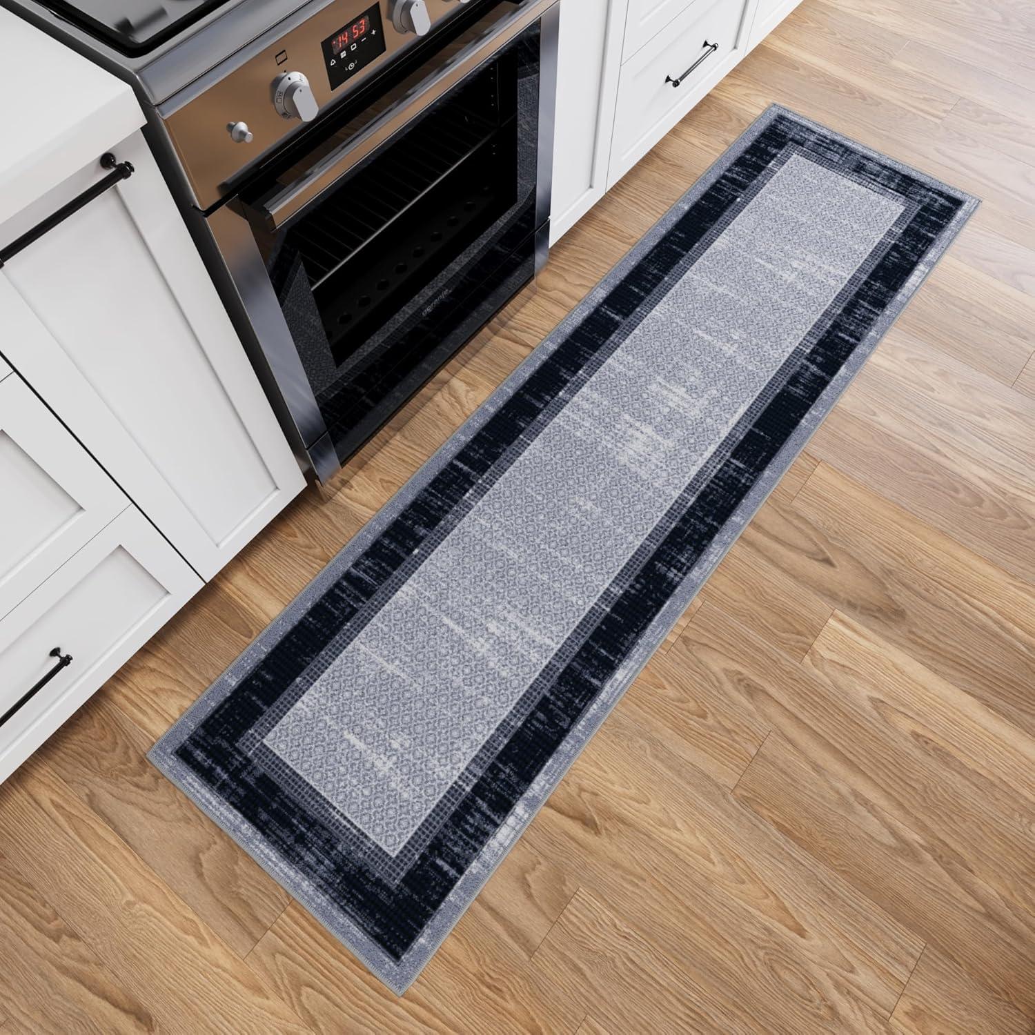 Non-Slip Bordered Area Rug For Living Room, Hallway Runner, Entryway Rug