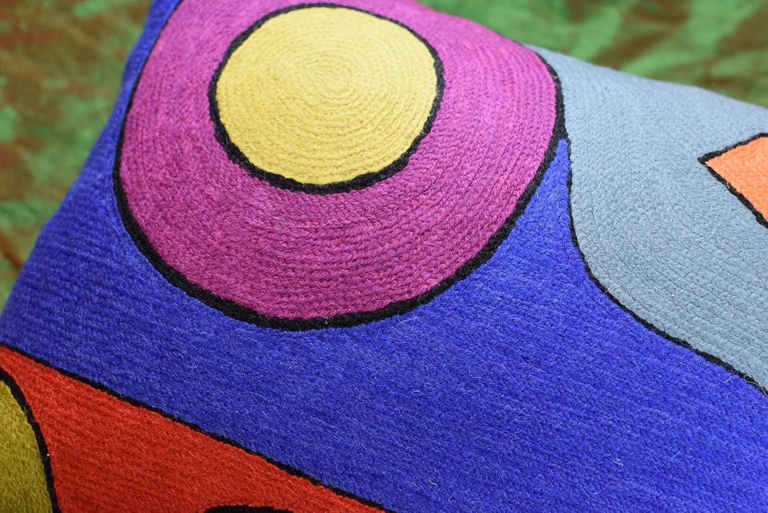 Colorful Abstract Embroidered Cotton Standard Pillowcase