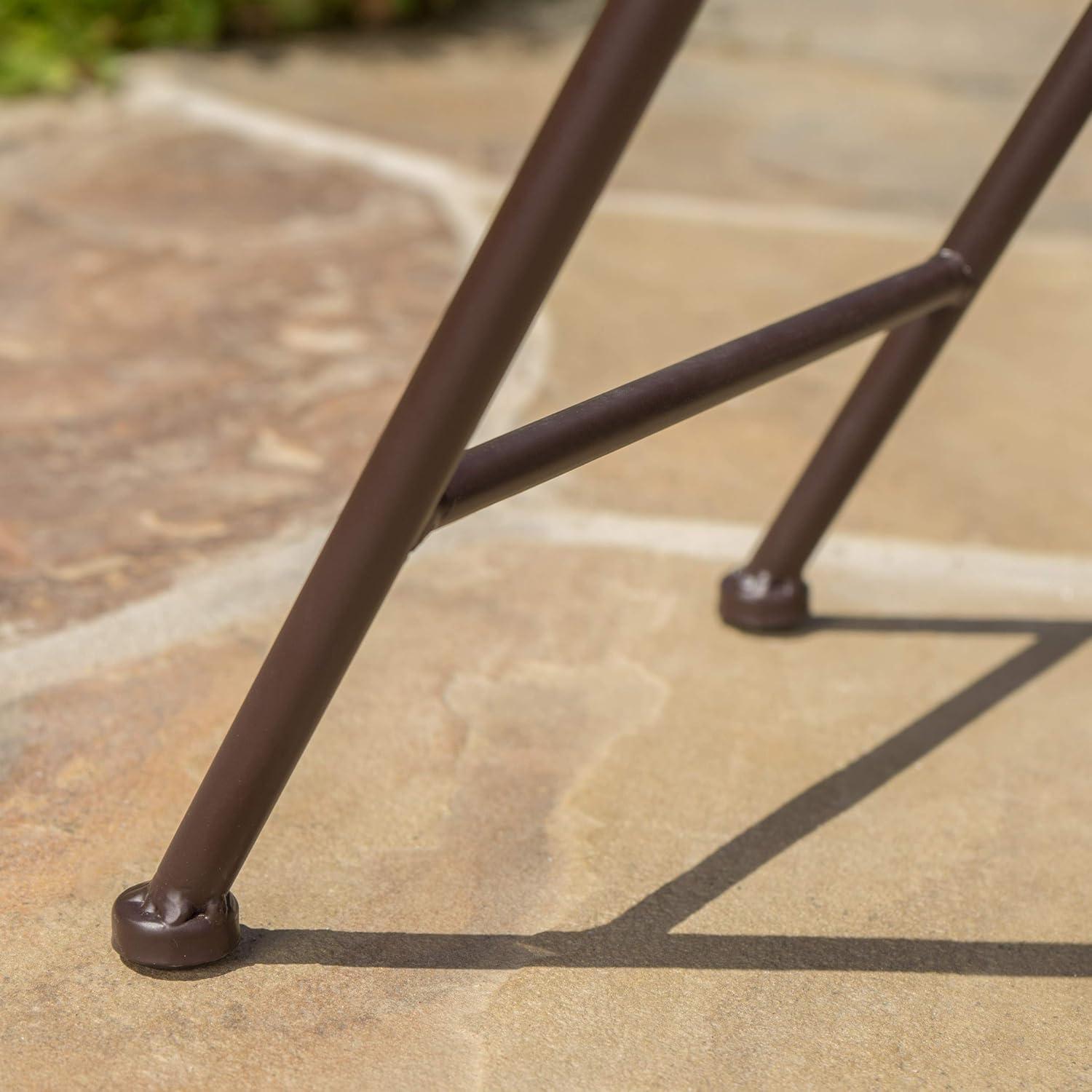 Fleur De Lis Living Folding Blue and White Top Side Table with Iron Frame, Multifunctional Plant or Beverage Stand