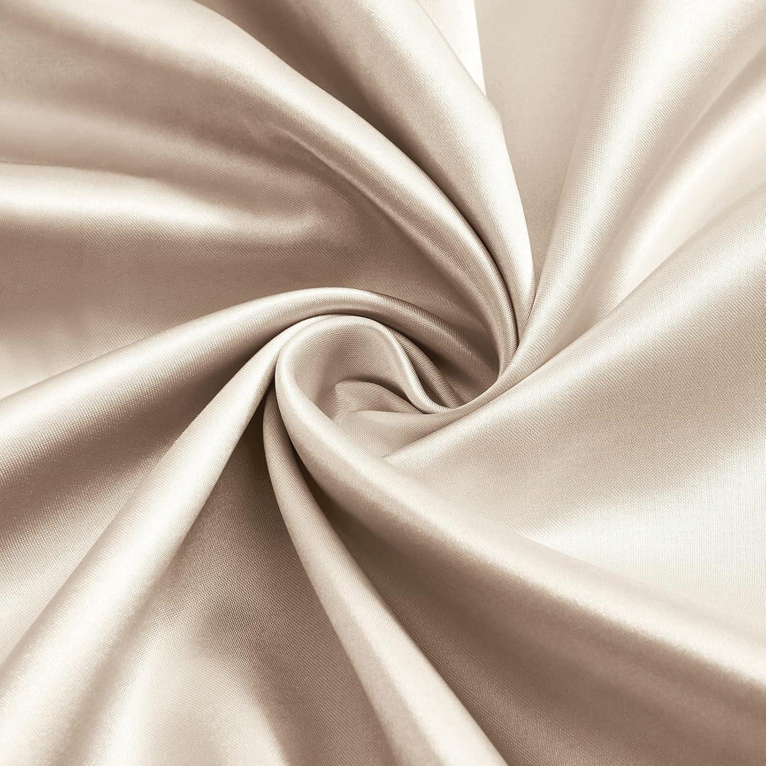 Luxury Beige Satin Queen Deep Pocket 7-Piece Sheet Set