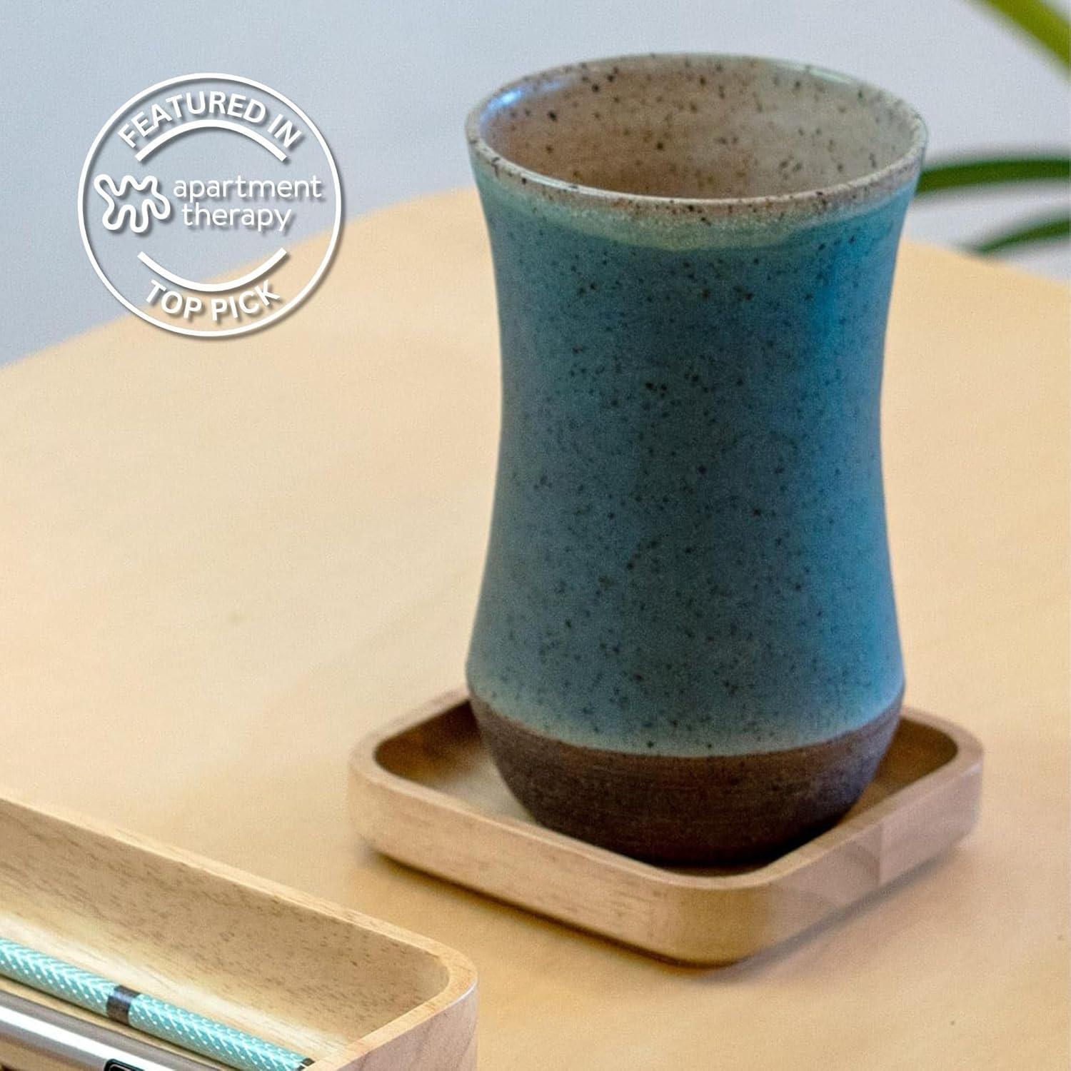 Hoek Stack Modular Desk Organizer - Sustainable Solid Wood with Sliding & Stackable Trays, Cork Bottom - Mid-Century Modern Setup to Study (Birch)