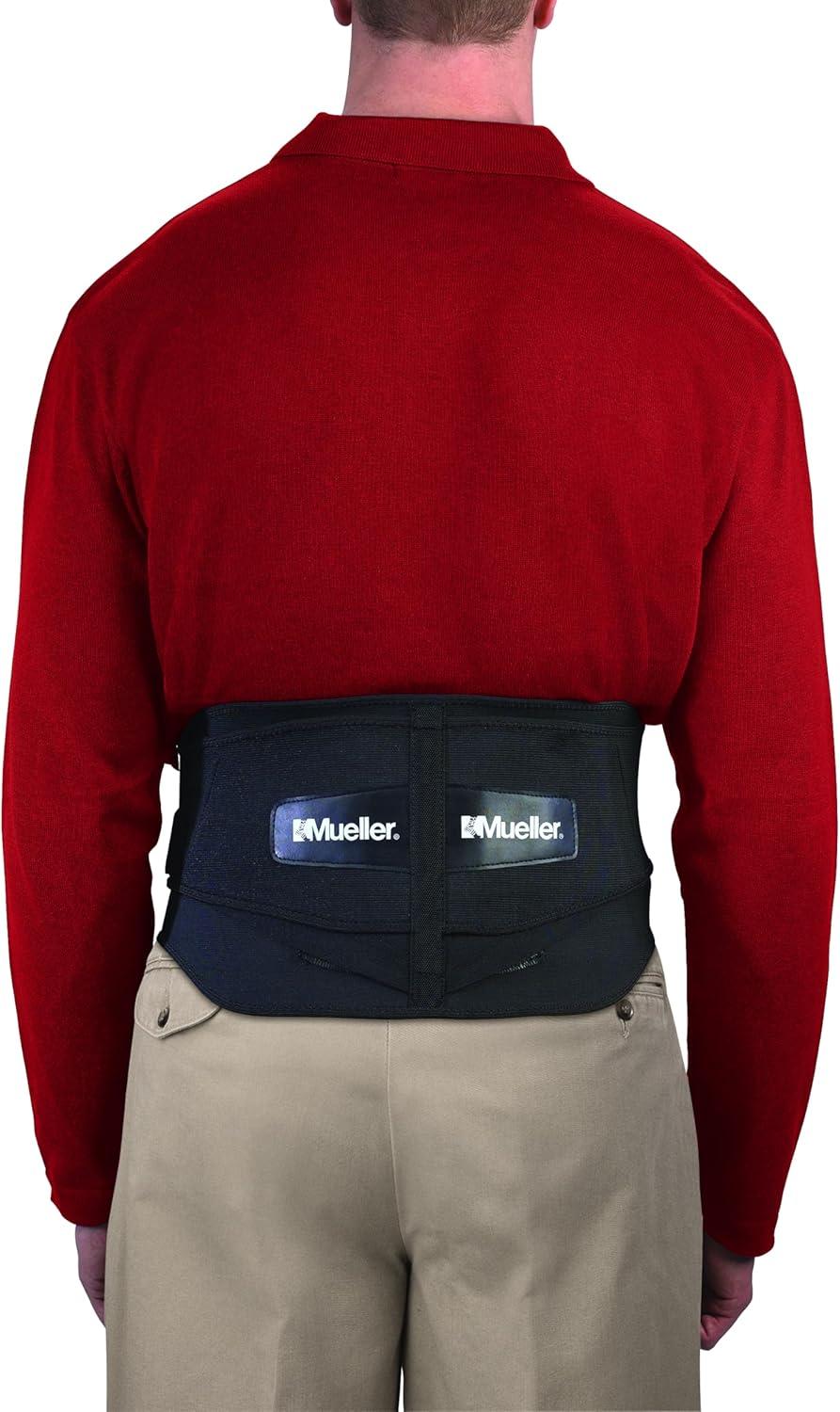 MUELLER Sports Medicine Adjustable Lumbar Back Brace with Removable Pad, Back Pain Relief Support for Men and Women, Ideal for Upper and Lower Back Pain, Sciatica, Scoliosis, Black