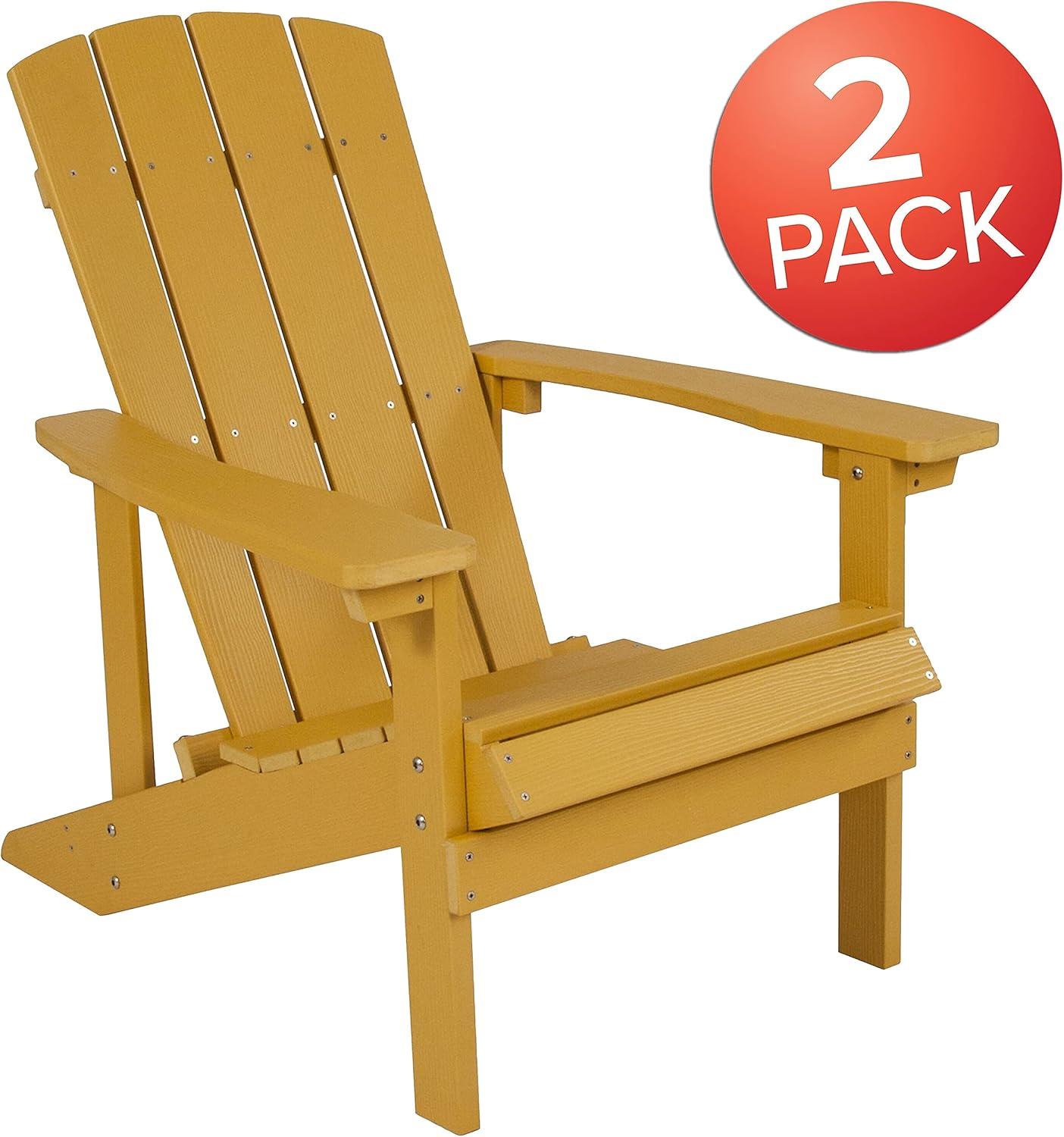 Flash Furniture Set of 2 Charlestown All-Weather Poly Resin Wood Adirondack Chairs