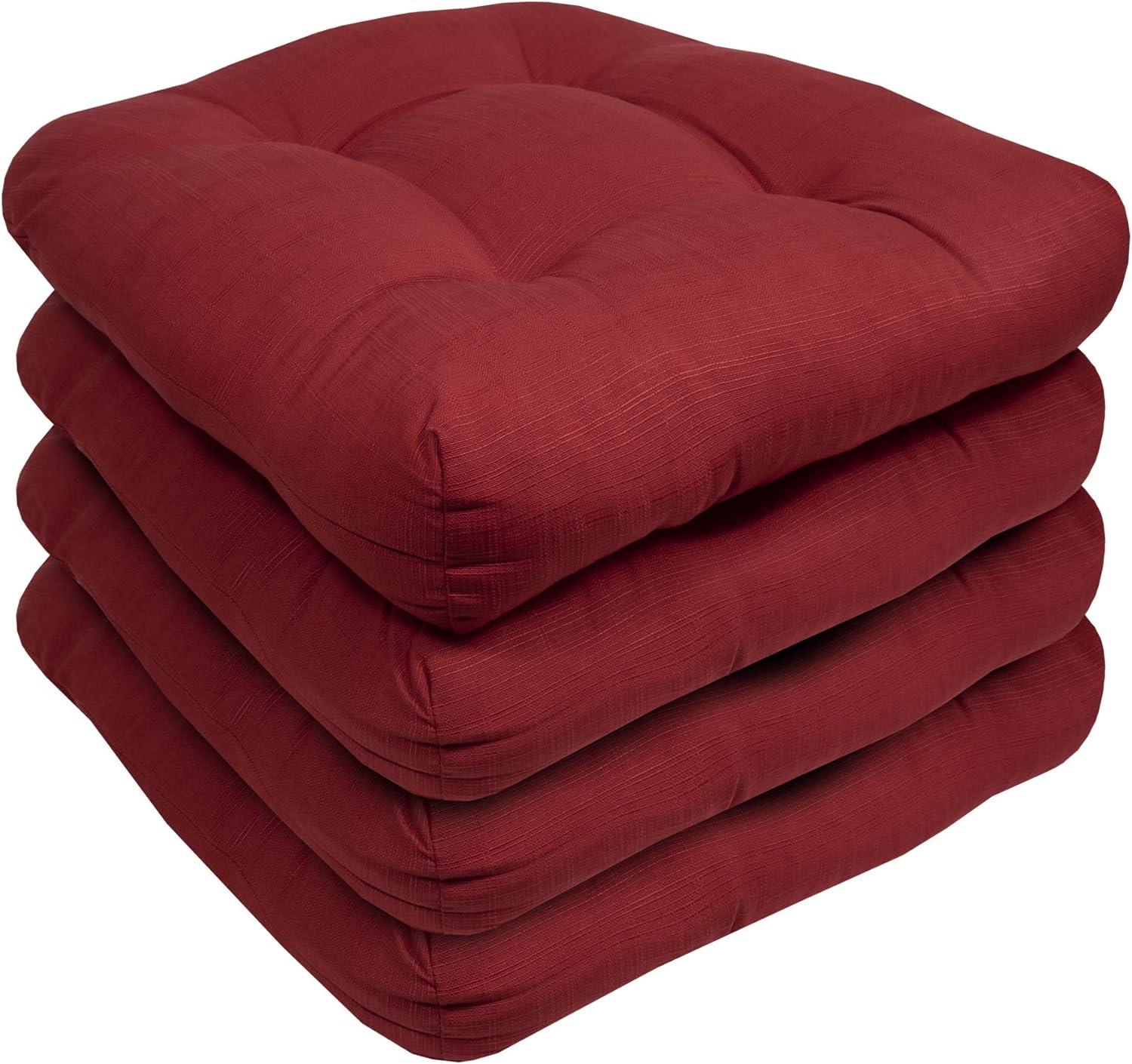 Indoor-Outdoor Reversible Patio Seat Cushion Pad 2-4-6-12 Pack 19" x 19" Red