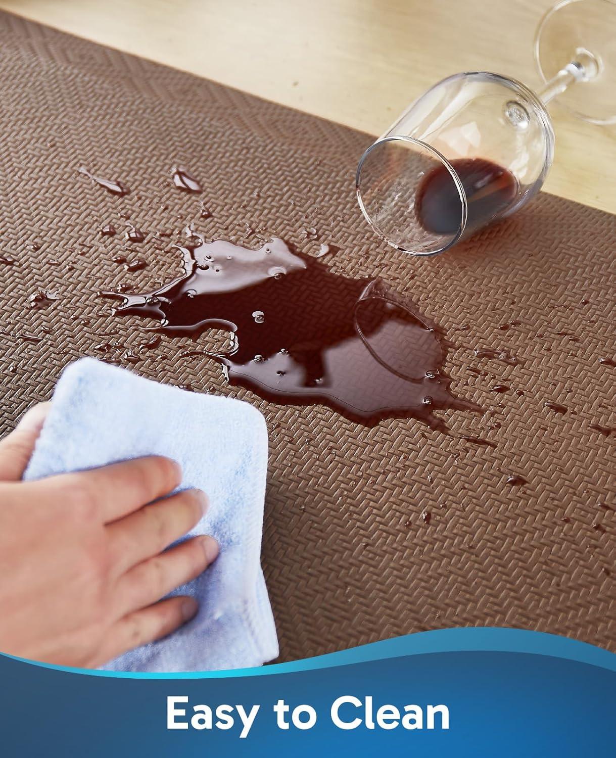 Ophanie Kitchen mats for Floor, 3/4 inch Thick, Kitchen Rugs, Anti Fatigue Standing Cushioned Mat, Waterproof,Comfort Ergonomic mat for Office, Home, Sink, 20''x39'' Brown Non-Slip Bottom