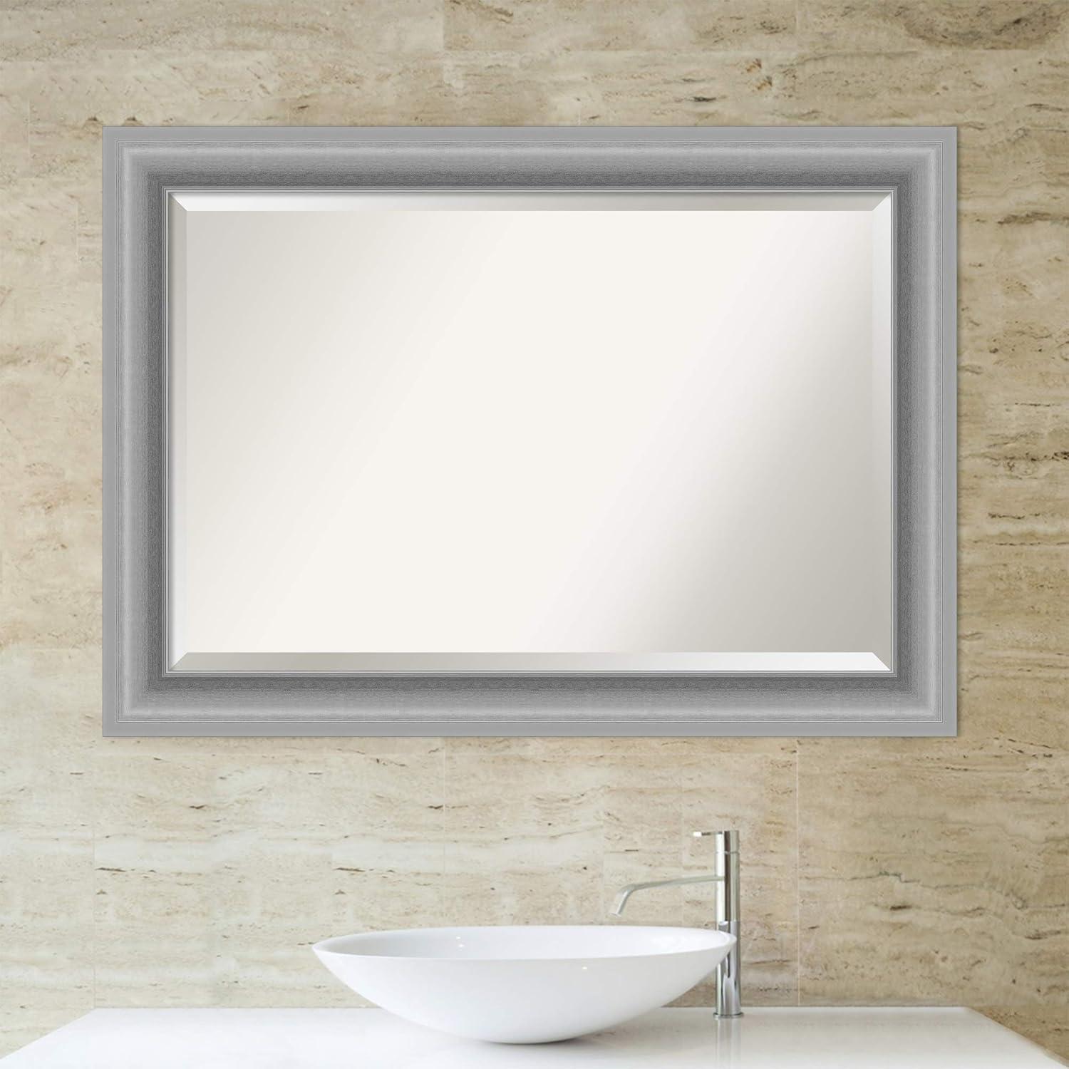 Peak Polished Silver 42x30 Rectangular Wall Mirror