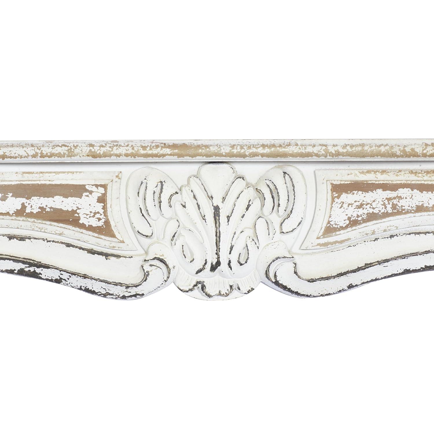 One Allium Way® Goodland White Wood 1 Shelf Scroll Wall Shelf 36" x 6" x 9"
