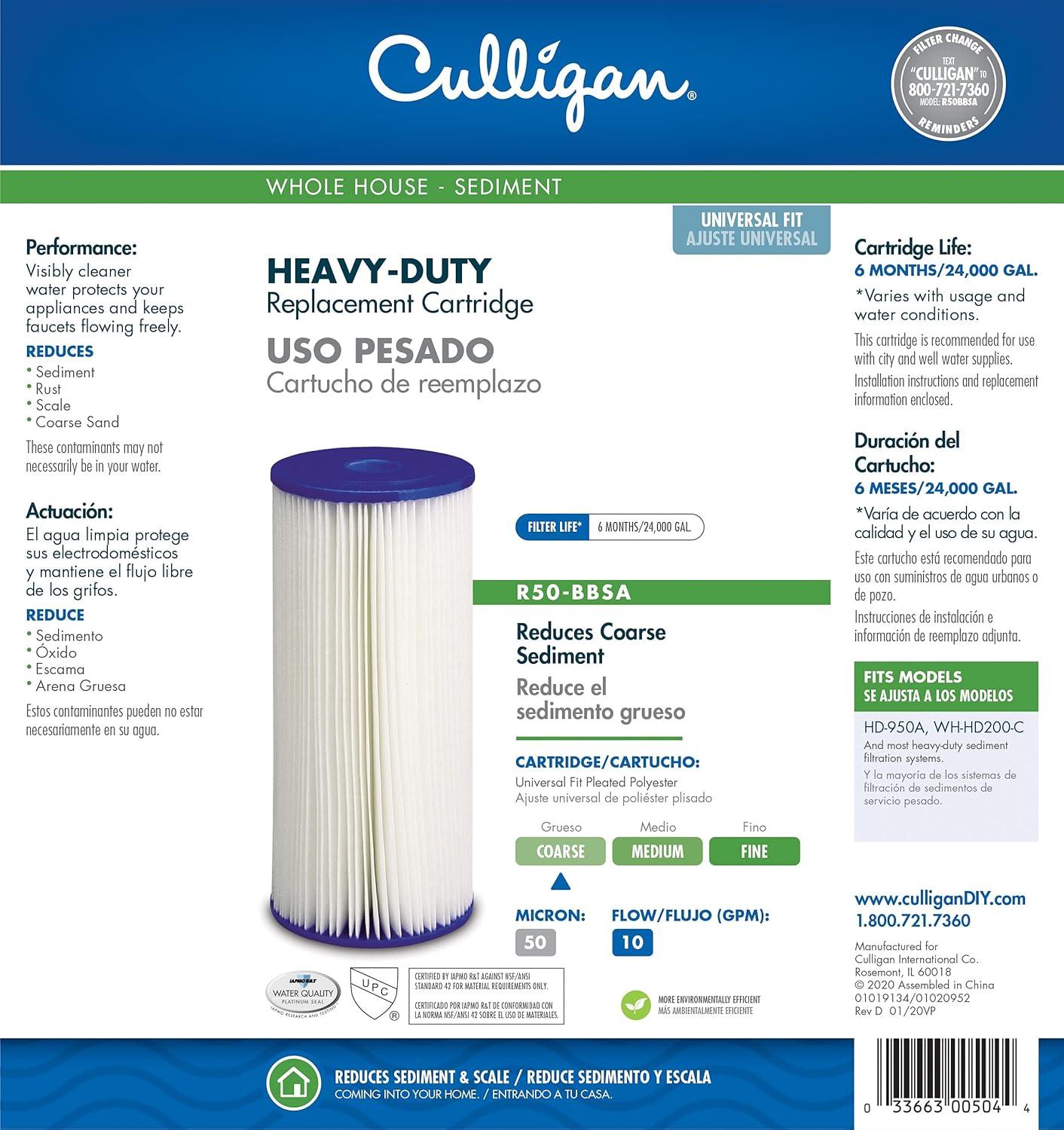 Culligan Heavy Duty Whole House Sediment Filter Cartridge