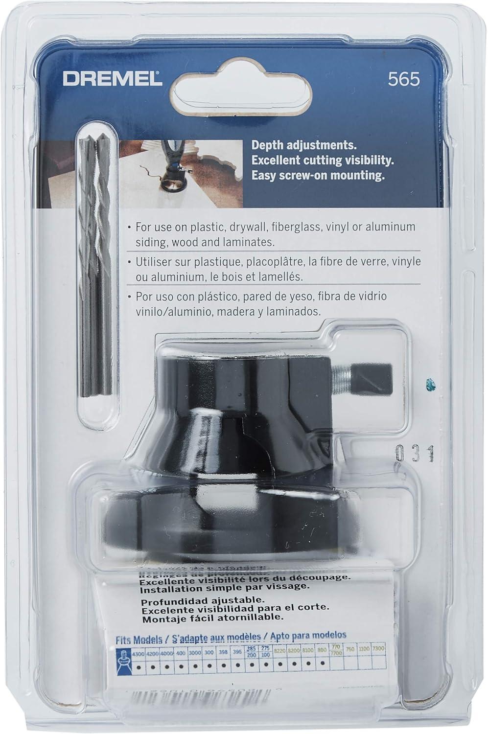 Dremel 565 1/8"  Multipurpose Rotary Tool Spiral Guide Cutting Attachment Kit with Cutting Guide and 3 Accessories, For Cutting Wood, Plastic, Fiberglass, Drywall, Aluminum and Vinyl Siding