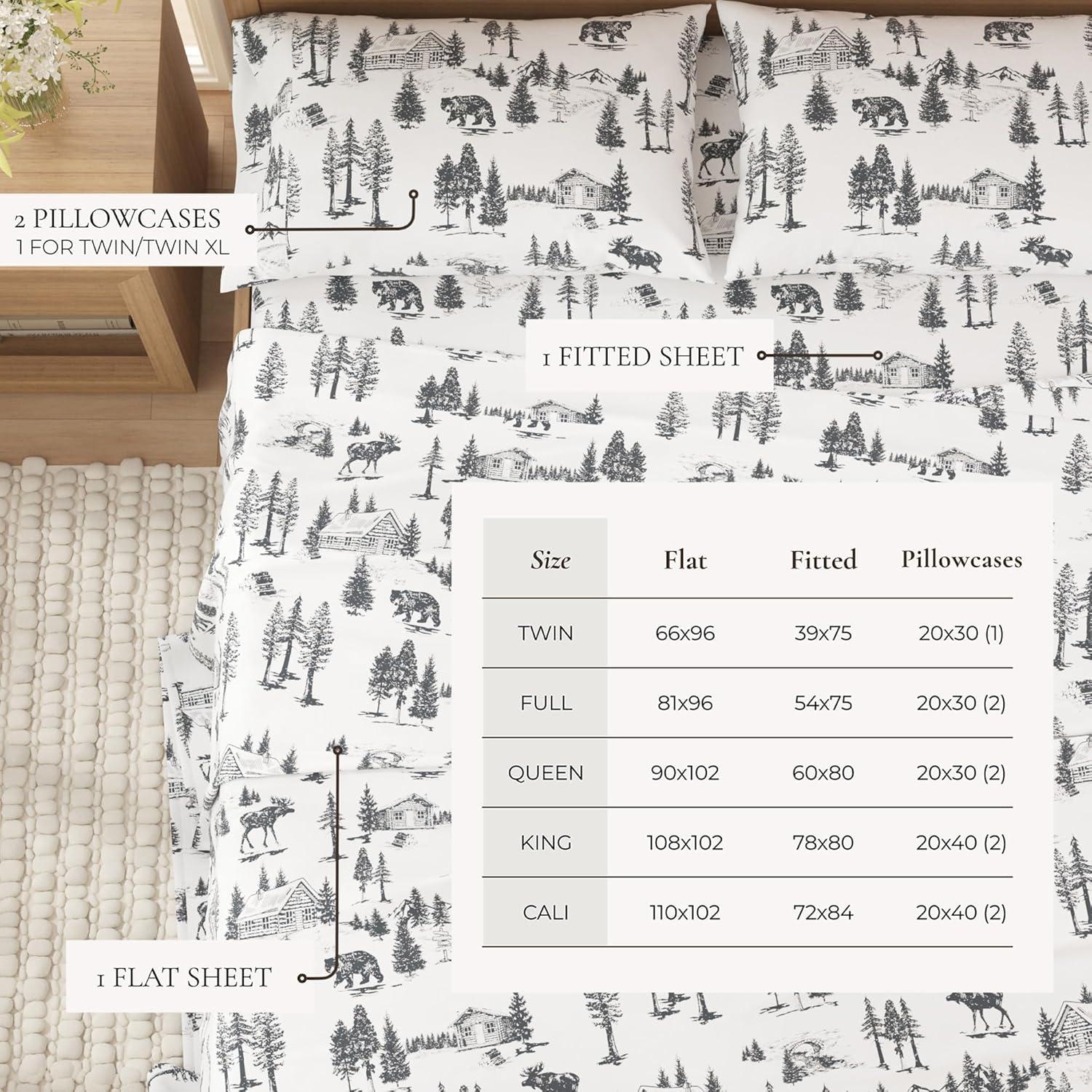 FreshFolds 100% Cotton Lodge Printed Flannel Sheet Set