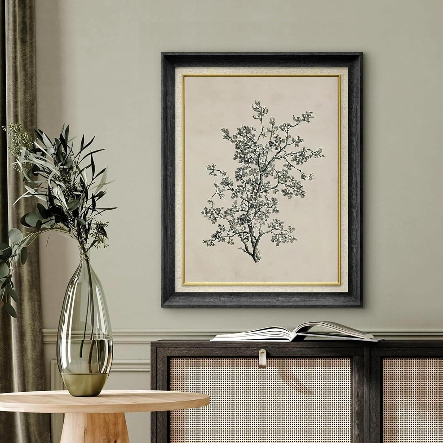 Vintage Botanical Wall Art Prints - Black and White Sketch Art Decor - Antique Pictures and Rustic Paintings for Living Room Bedroom - 12"x16" Unframed