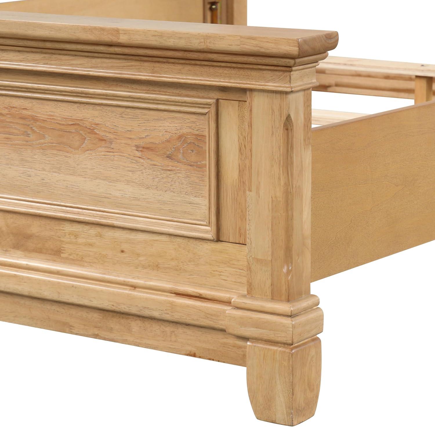 Furniture of America Stratford Solid Wood Queen Panel Bed, Natural Oak