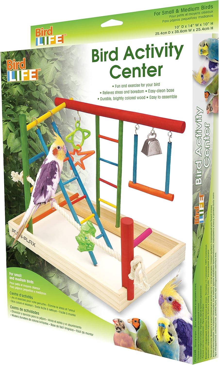 Penn-Plax Bird Life Wood Playpen – Perfect for Cockatiels and Conures - Large Multicolor