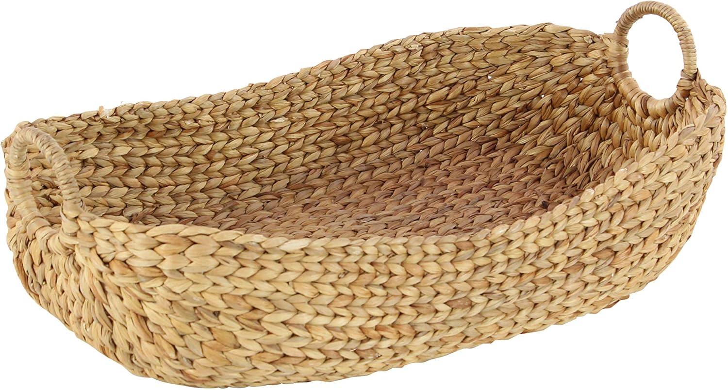 DecMode 23", 21", 19", 16", Brown Seagrass Handmade Storage Basket with Metal Handles, 5-Pieces