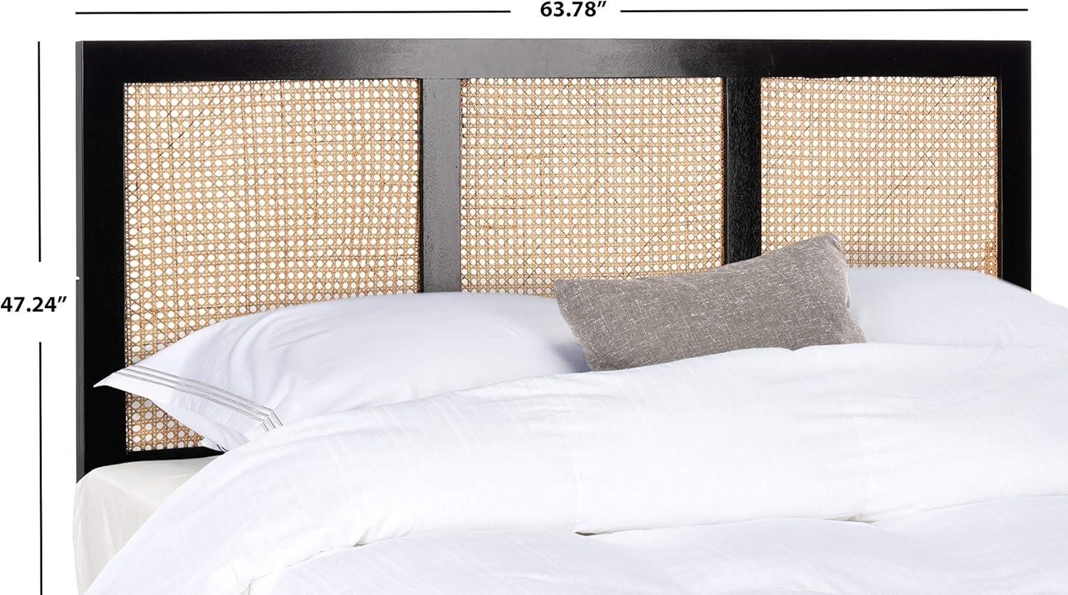 Breezy Tropical Queen-Sized Black and Natural Wood Cane Headboard