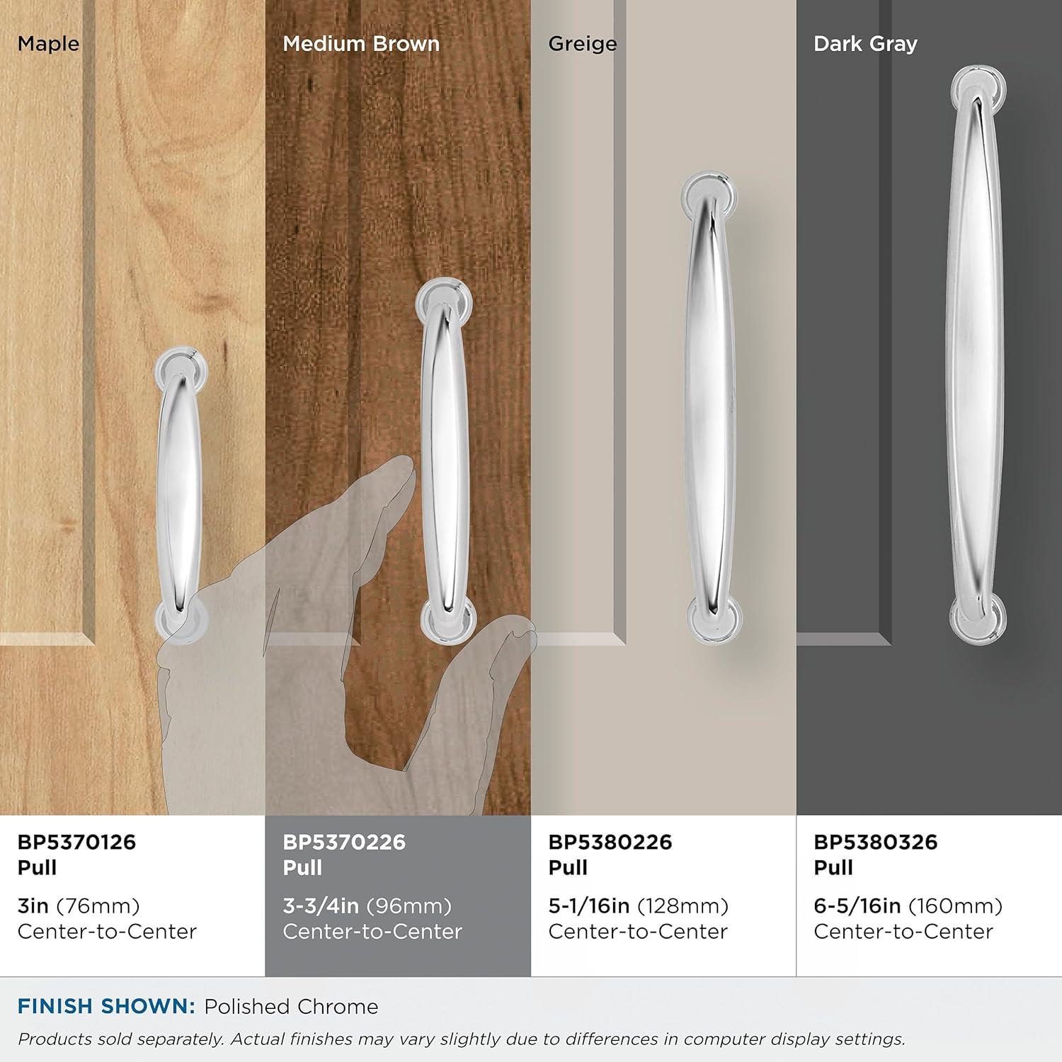 Kane 3-3/4 inch (96mm) Center-to-Center Polished Chrome Cabinet Pull