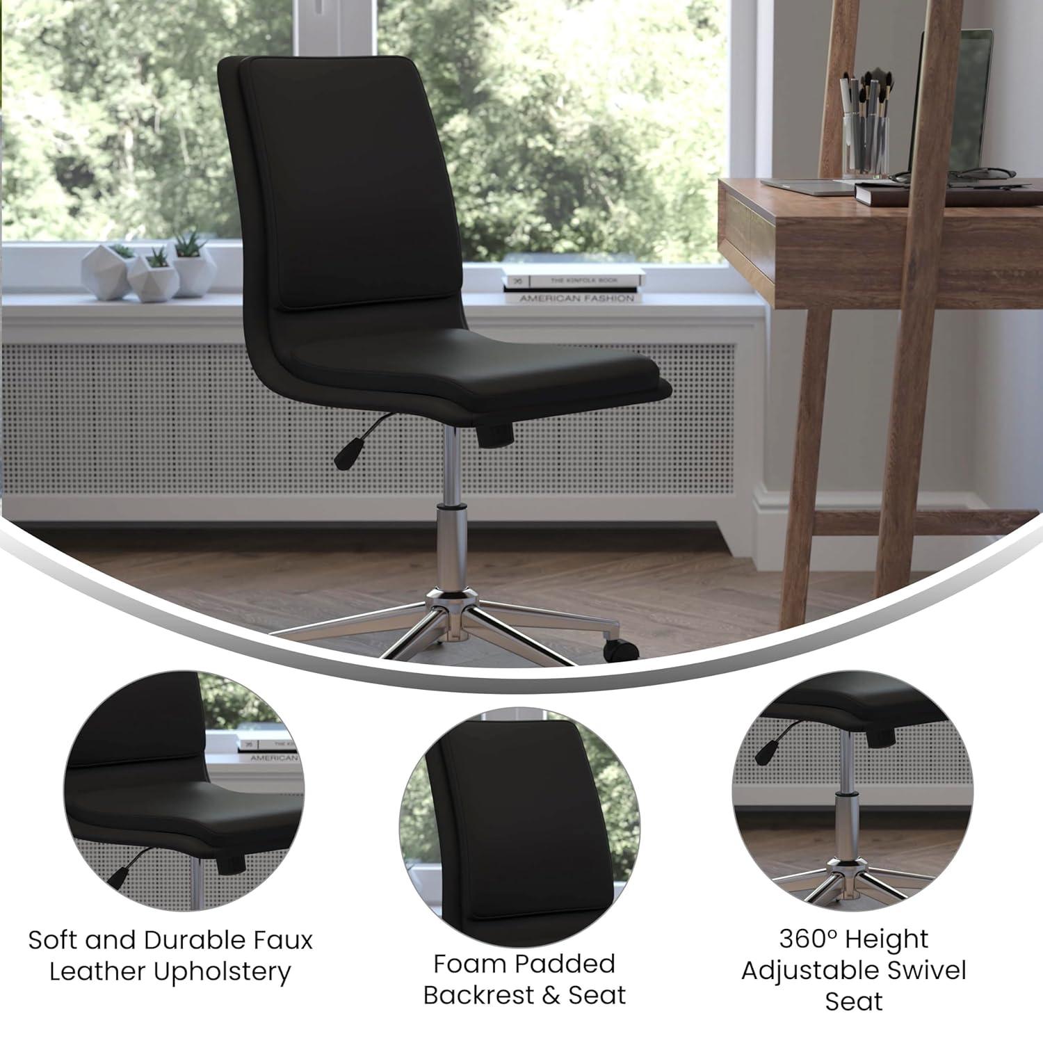 Flash Furniture Mid-Back Armless Office Task Chair with Metal 5-Star Base