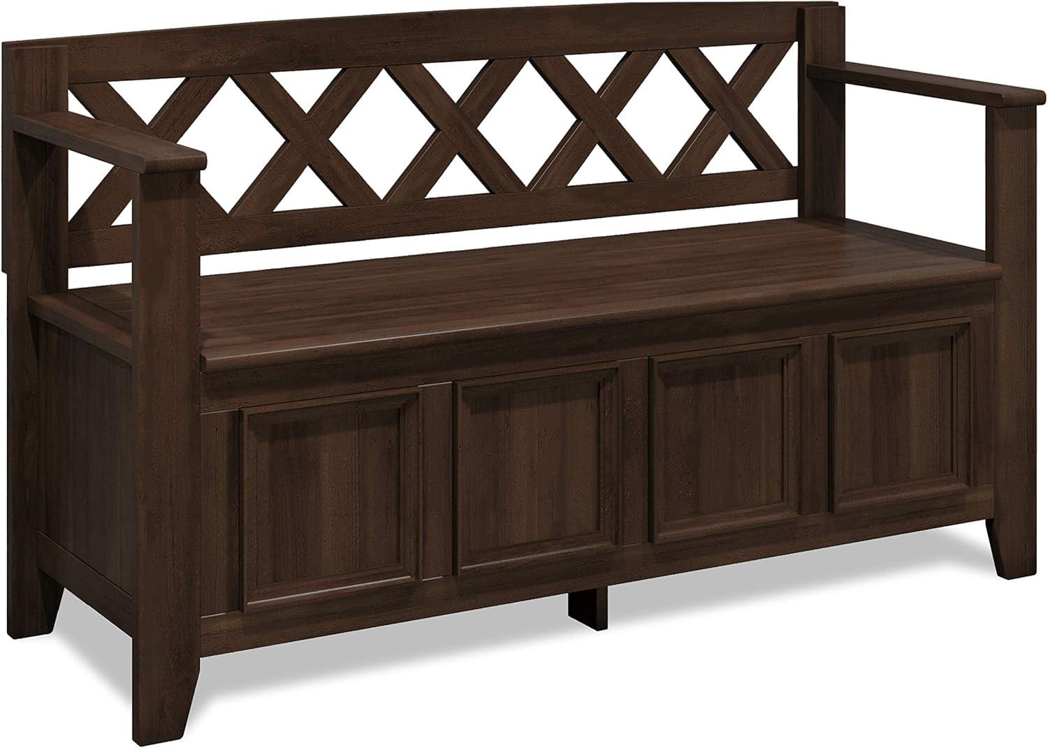 Amherst Natural Aged Brown Solid Wood Entryway Storage Bench