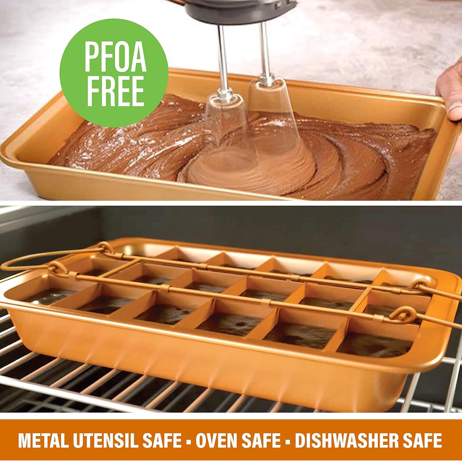 Anadea 2 In 1 Cake Pan + Brownie Baking Tray With 24 Pre-Cut Molds, Non-Toxic Oven/Dishwasher Safe