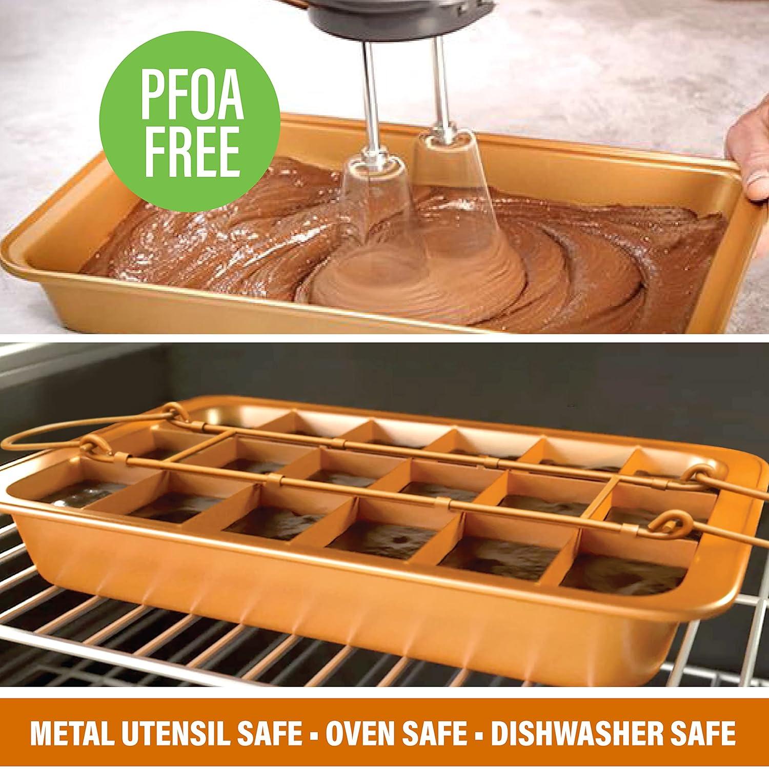 Anadea 2 In 1 Cake Pan + Brownie Baking Tray With 24 Pre-Cut Molds, Non-Toxic Oven/Dishwasher Safe