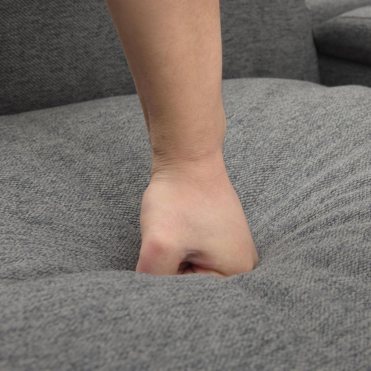 LUMISOL Large Corduroy Fabric Sofa Couch with Ottoman for Living Room, L Shaped Sectional Sofa Couch, 98" L Modular Corner Sectional Sofa for Spacious Space Office, Beige