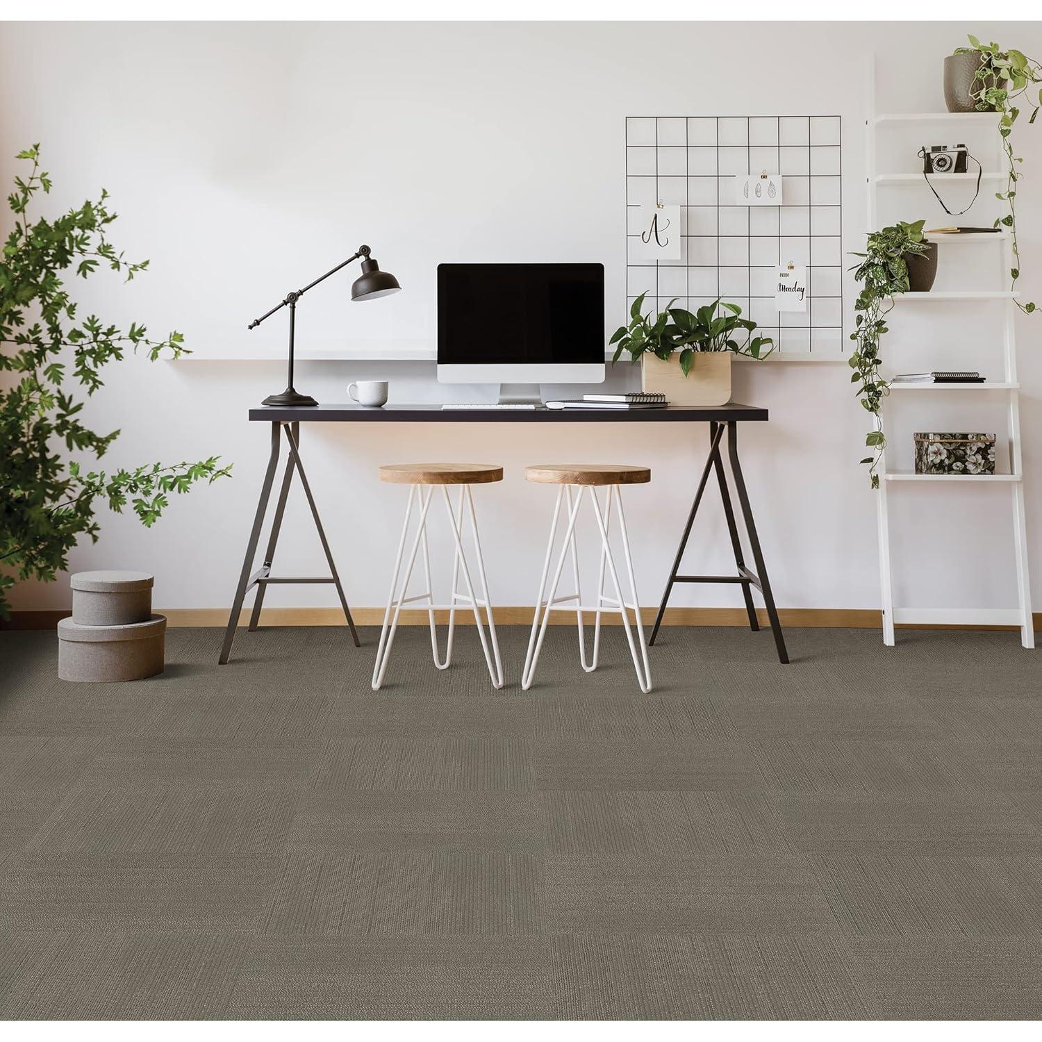 Elite 24" x 24" Gray Nylon Carpet Tile with Low Pile