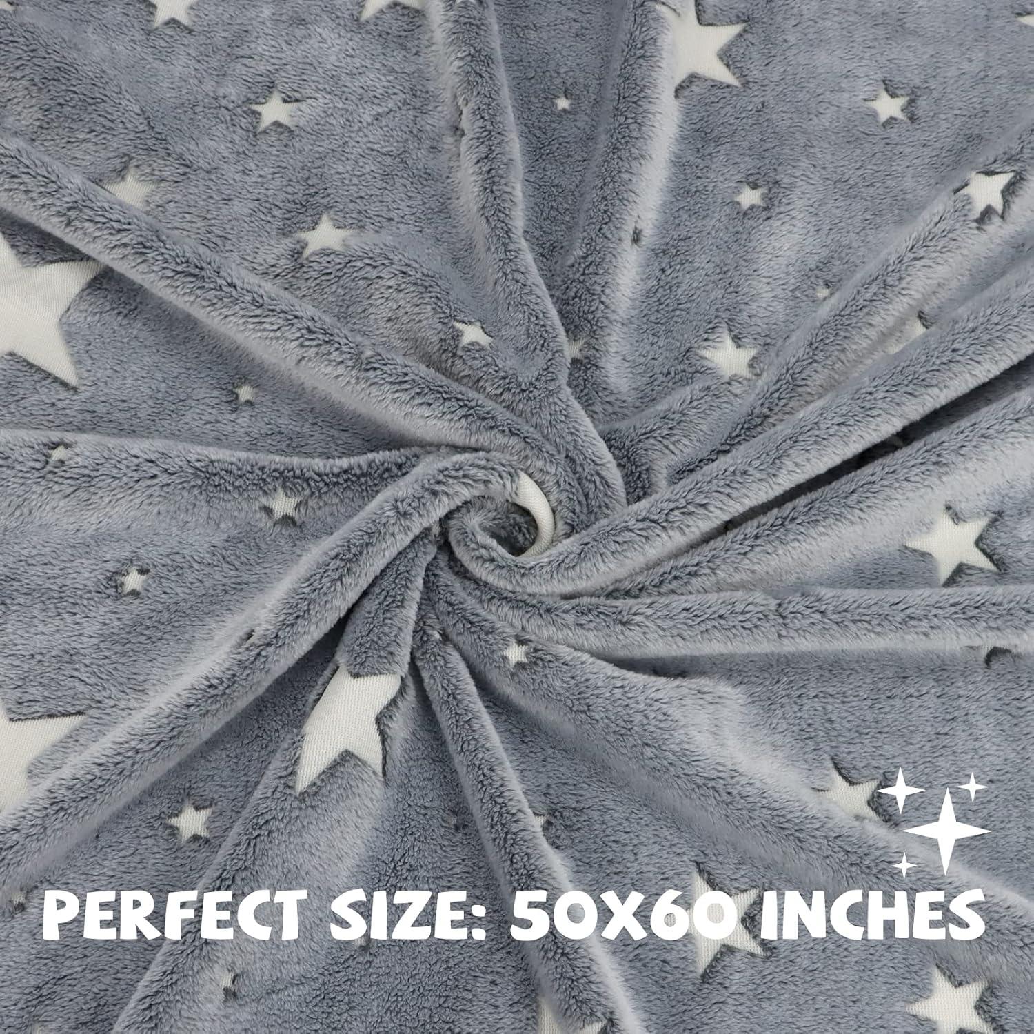 Gray Glow in the Dark Stars Kids Throw Blanket 50" x 60"